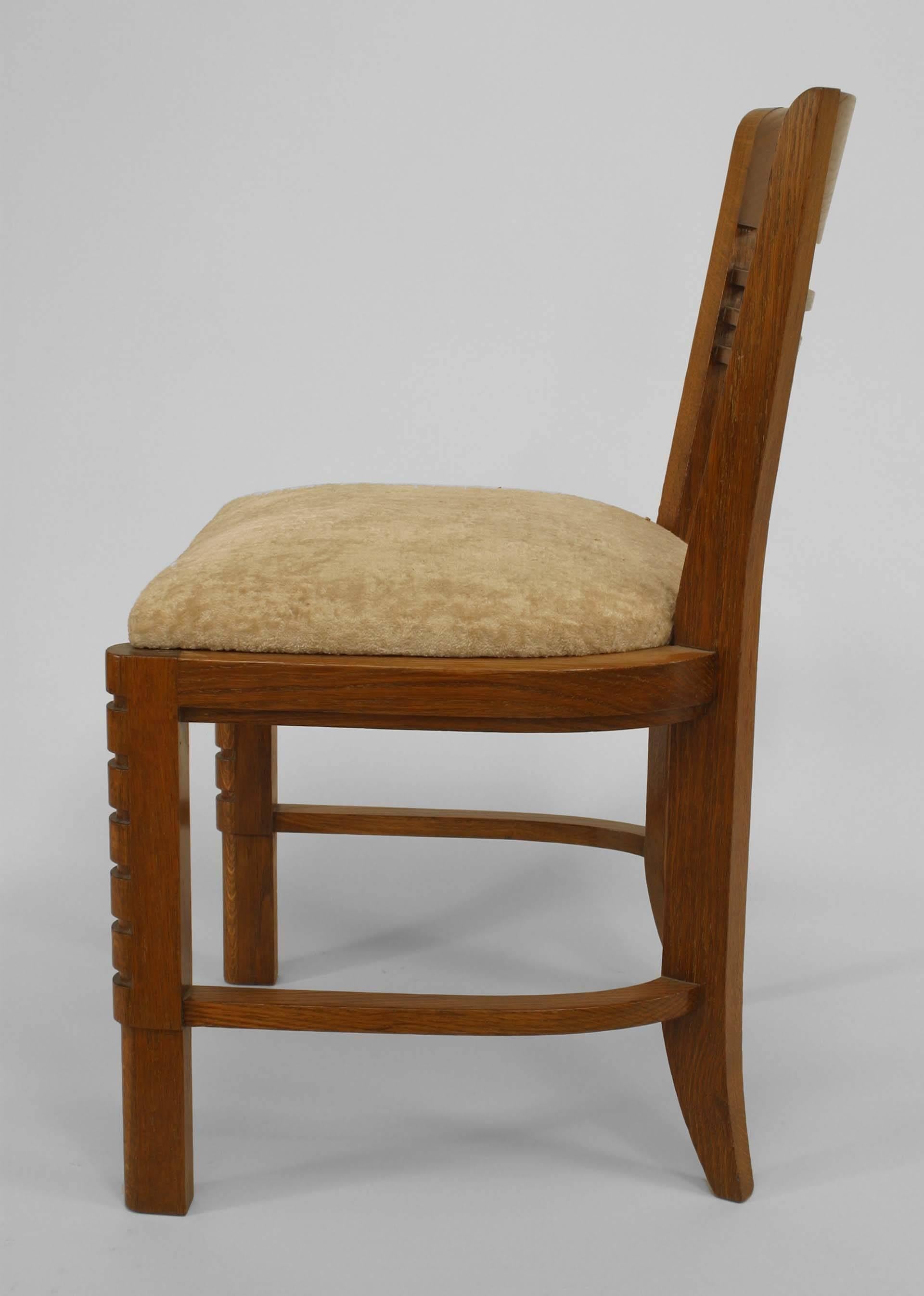 Set of 6 French Oak Slat Design Side Chairs In Good Condition For Sale In New York, NY
