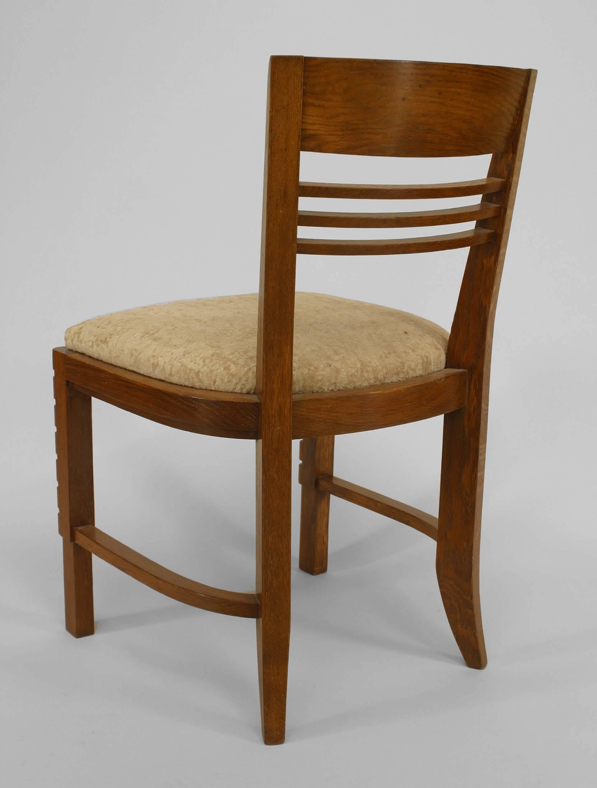 20th Century Set of 6 French Oak Slat Design Side Chairs For Sale