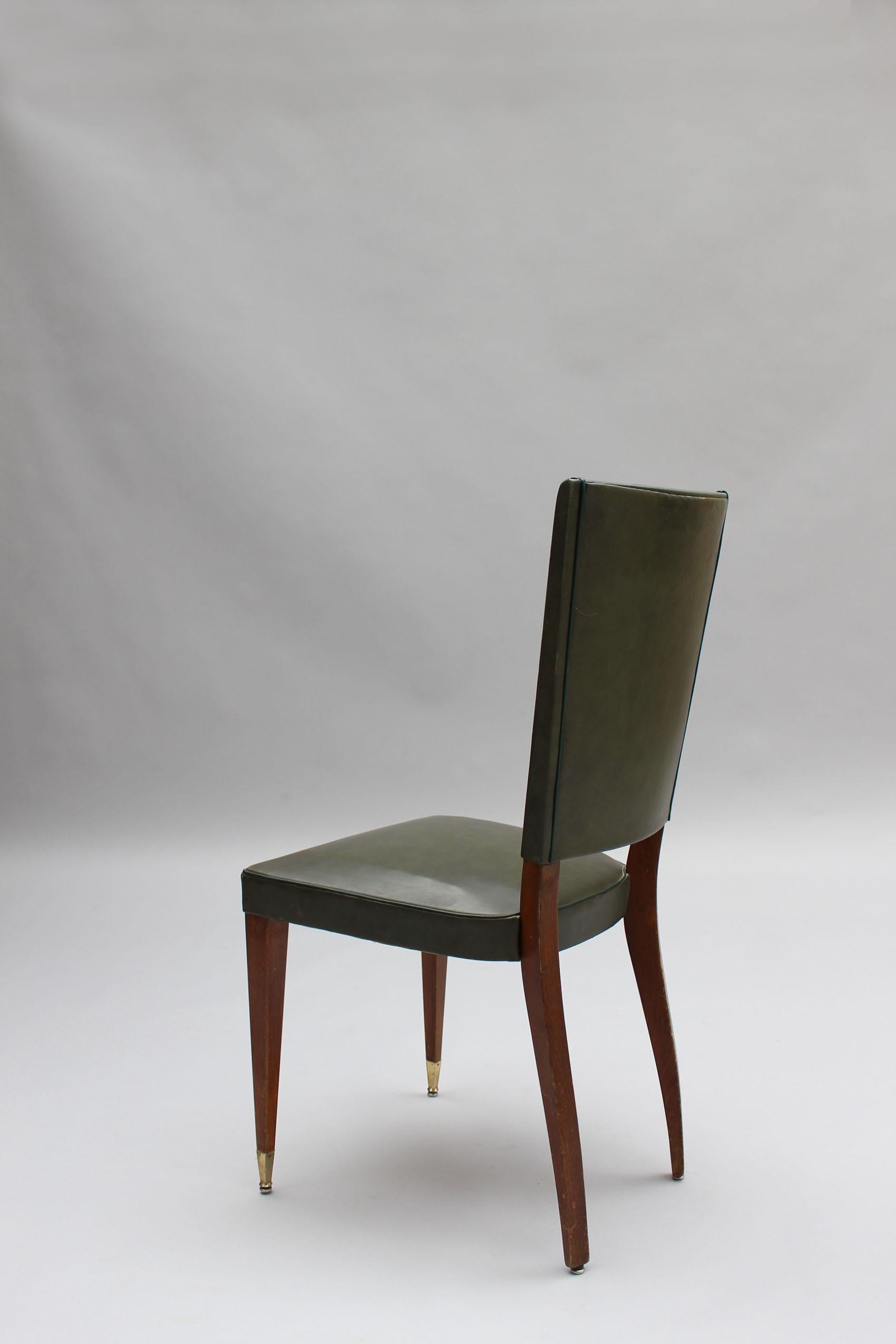 Set of 6 French 1940s Stained Beech Dining Chairs 5