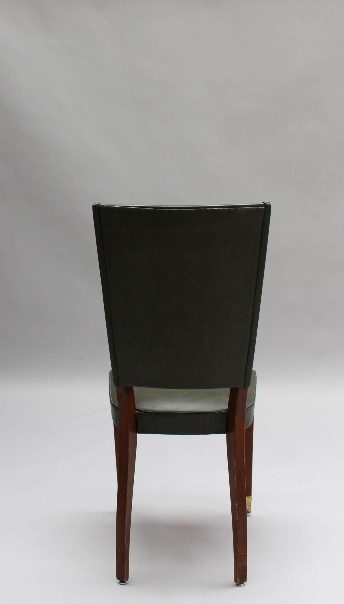 Set of 6 French 1940s Stained Beech Dining Chairs 6