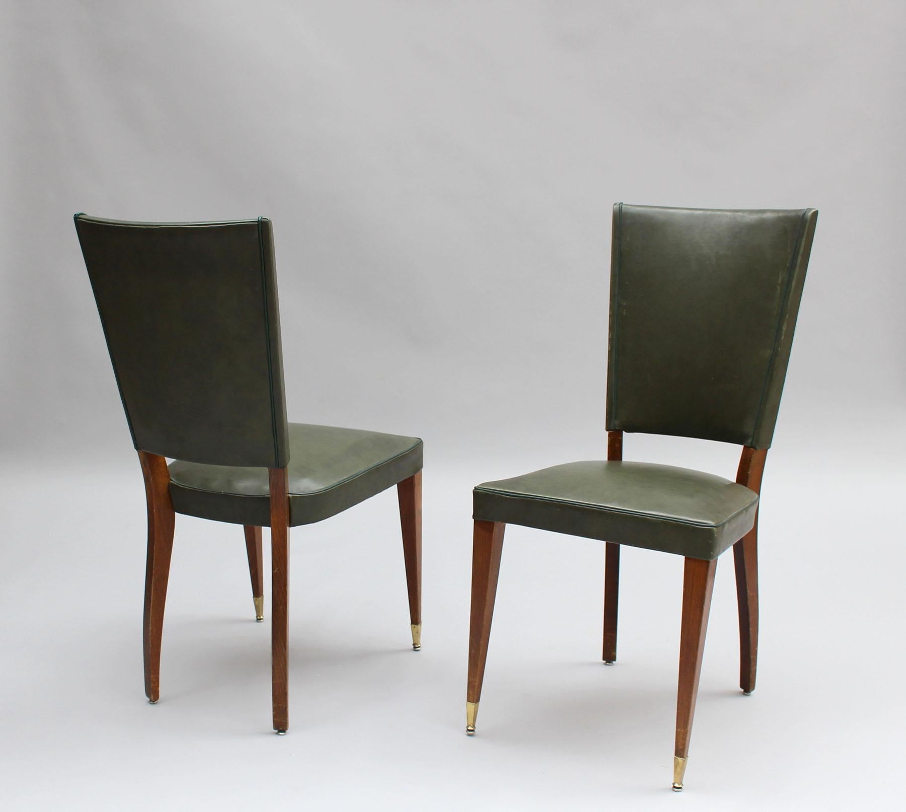 Set of 6 French 1940s Stained Beech Dining Chairs In Good Condition In Long Island City, NY