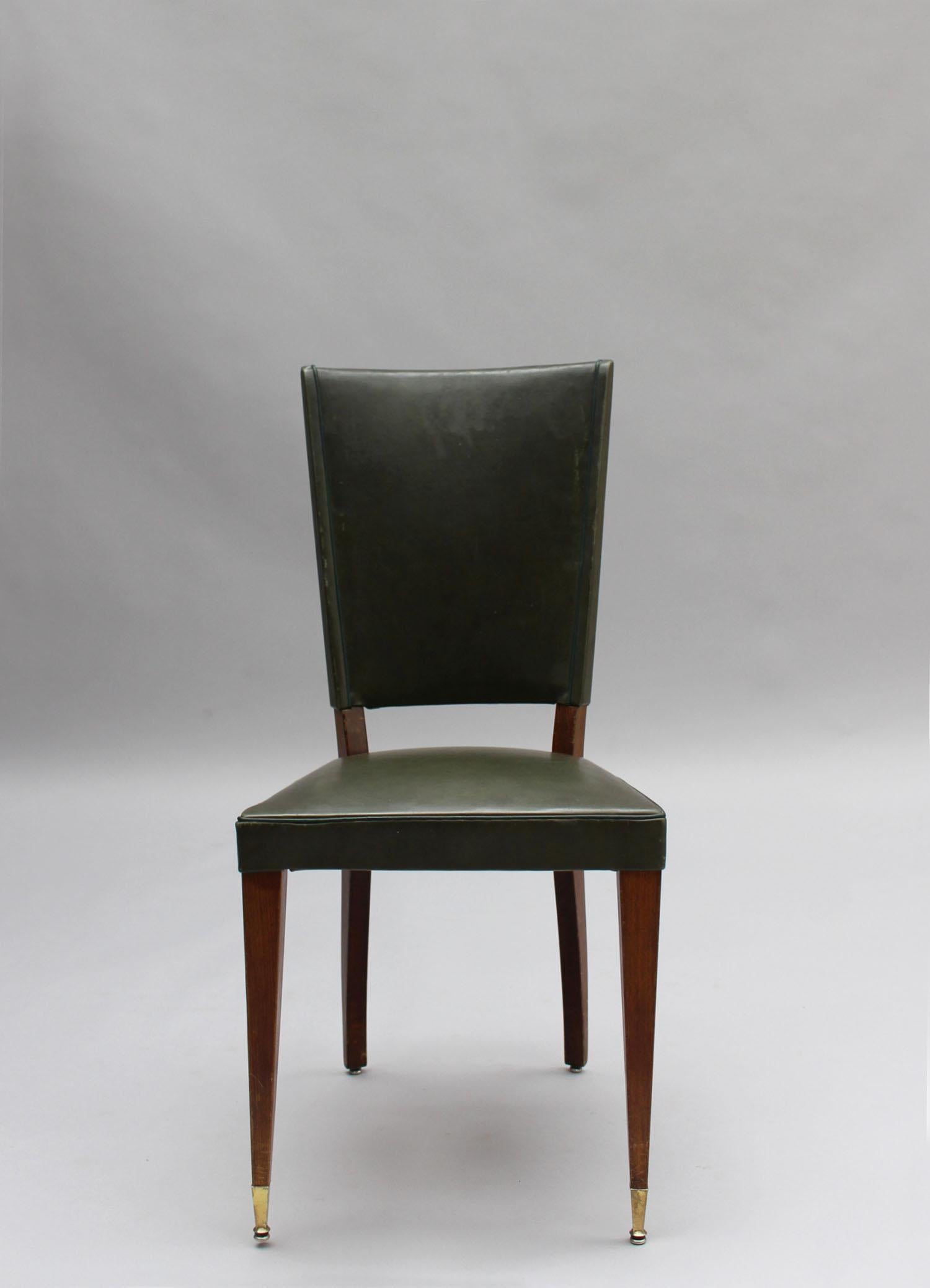 Set of 6 French 1940s Stained Beech Dining Chairs 2