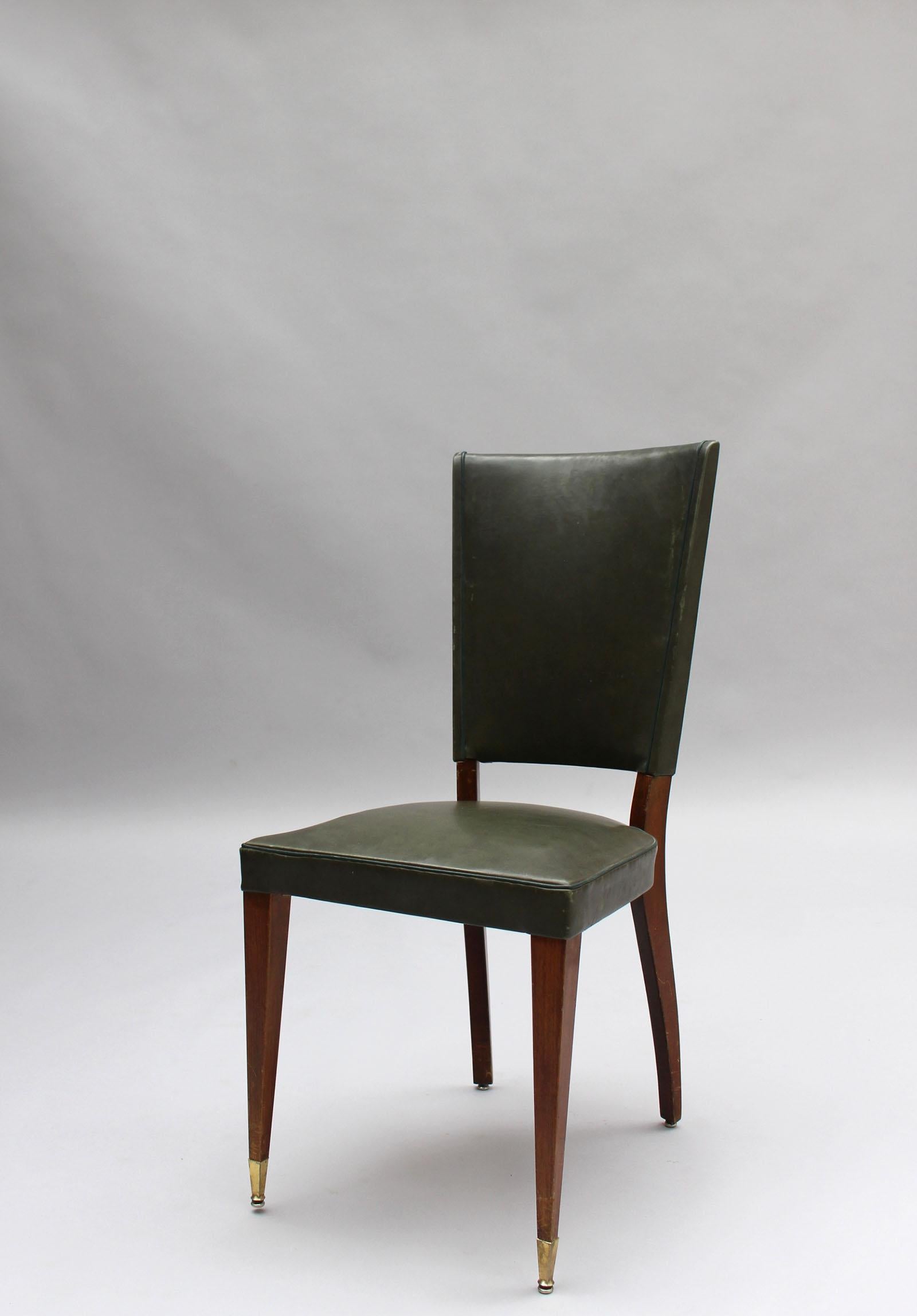 Set of 6 French 1940s Stained Beech Dining Chairs 3