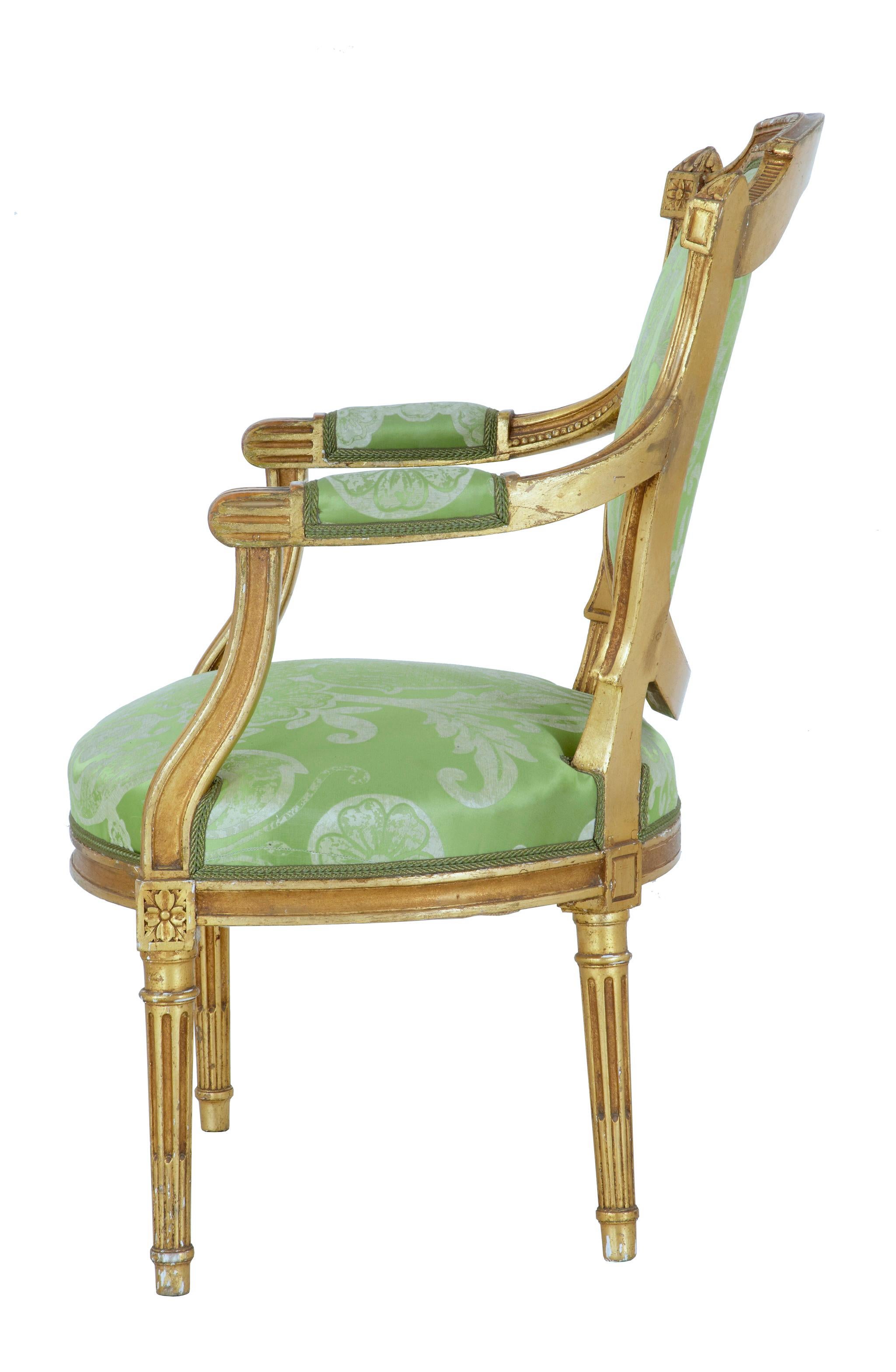 Victorian Set of 6 French 19th Century Gilt Armchairs