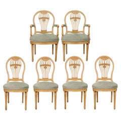 Ensemble de 6 chaises de salle à manger de reproduction françaises du 20ème siècle à dossier ballon