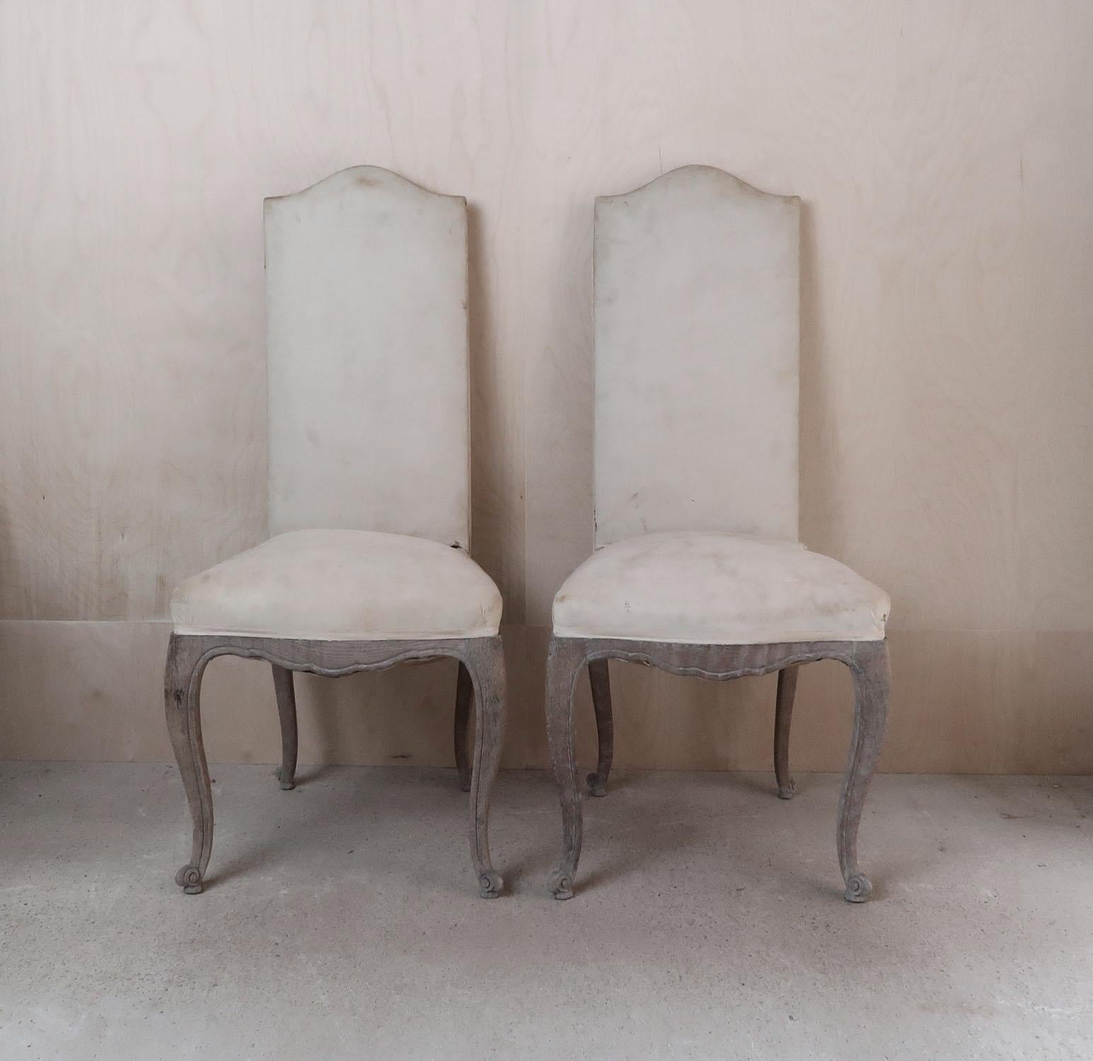 Fin du XIXe siècle Ensemble de 6 chaises de salle à manger françaises anciennes de style Louis XV, 19ème siècle