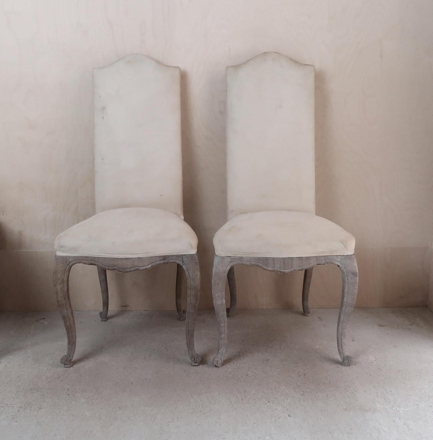 Chêne Ensemble de 6 chaises de salle à manger françaises anciennes de style Louis XV, 19ème siècle