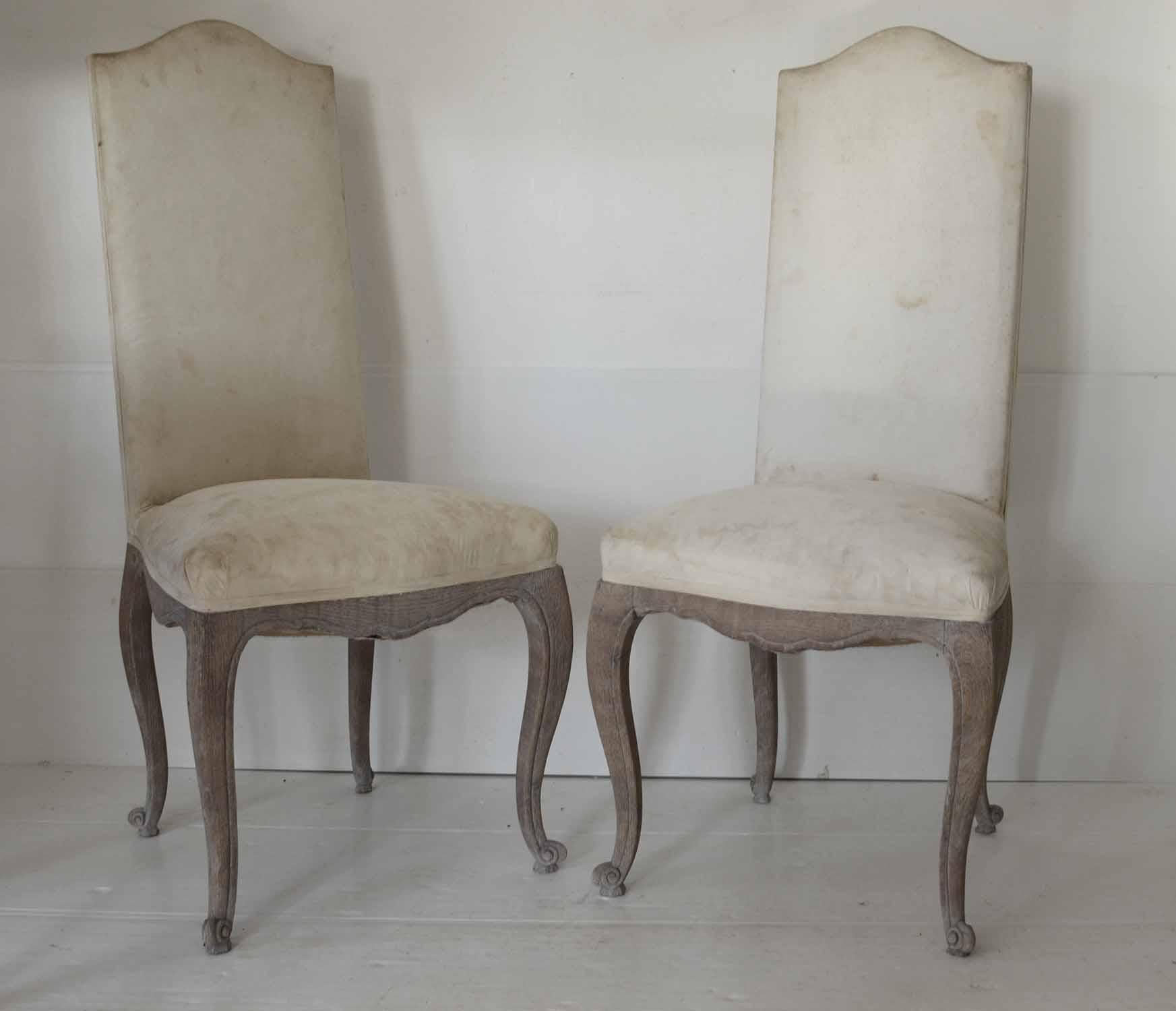 Oak Set of 6 French Antique Louis XV Style Dining Chairs