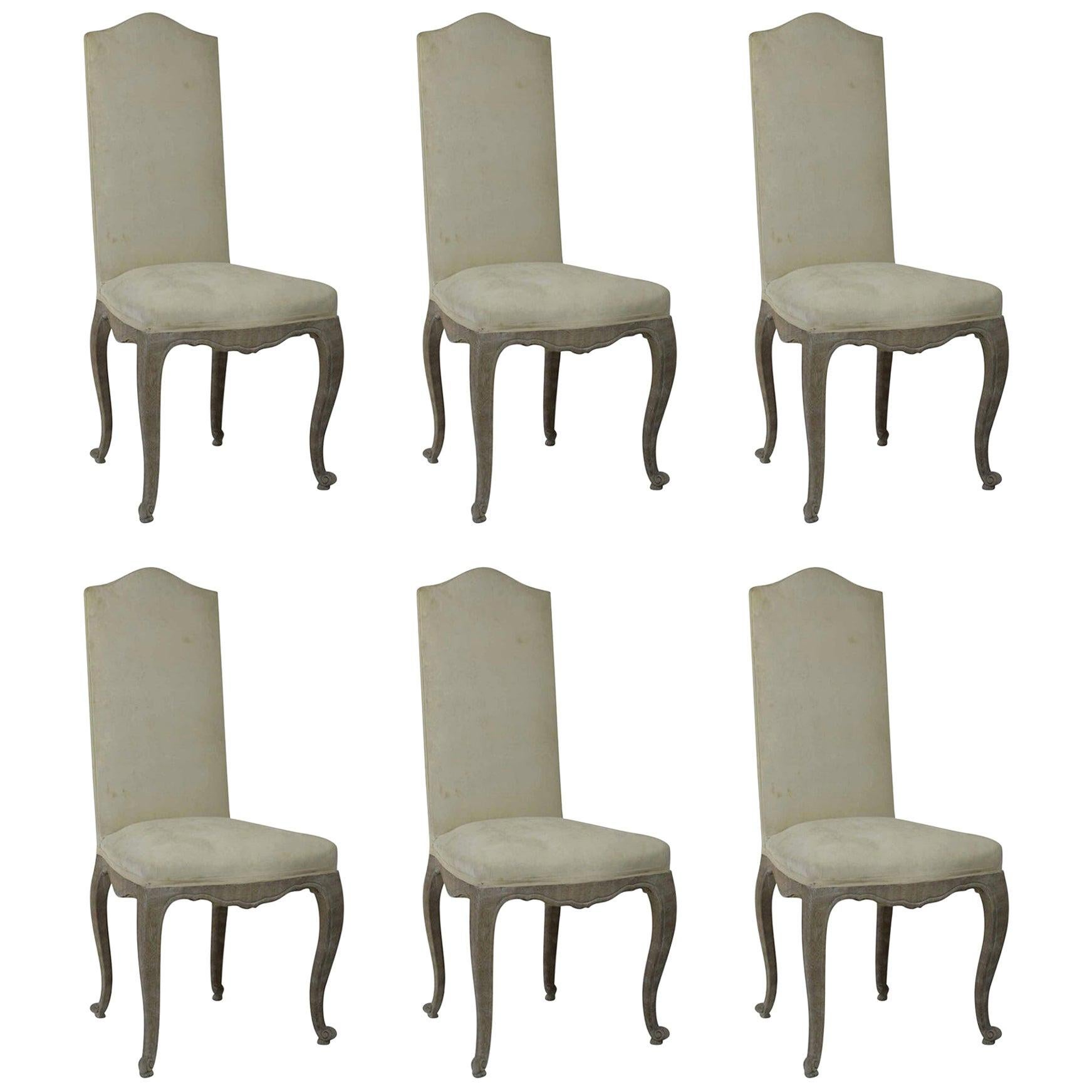Set of 6 French Antique Louis XV Style Dining Chairs