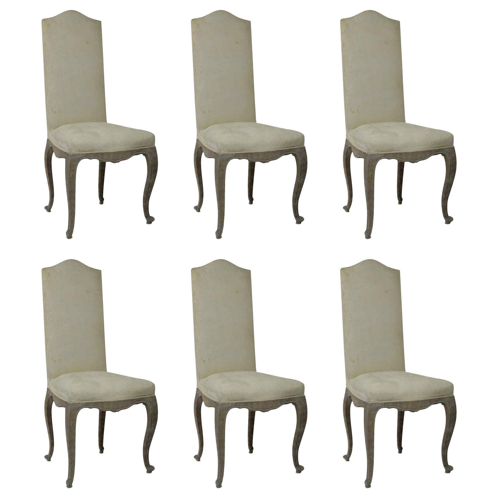Set of 6 French Antique Louis XV Style Dining Chairs