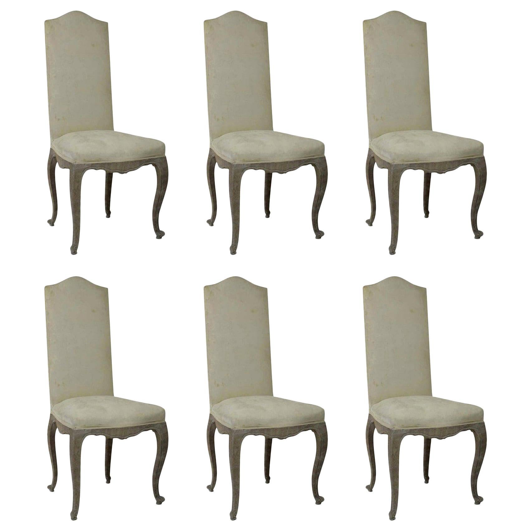 Set of 6 French Antique Louis XV Style Dining Chairs