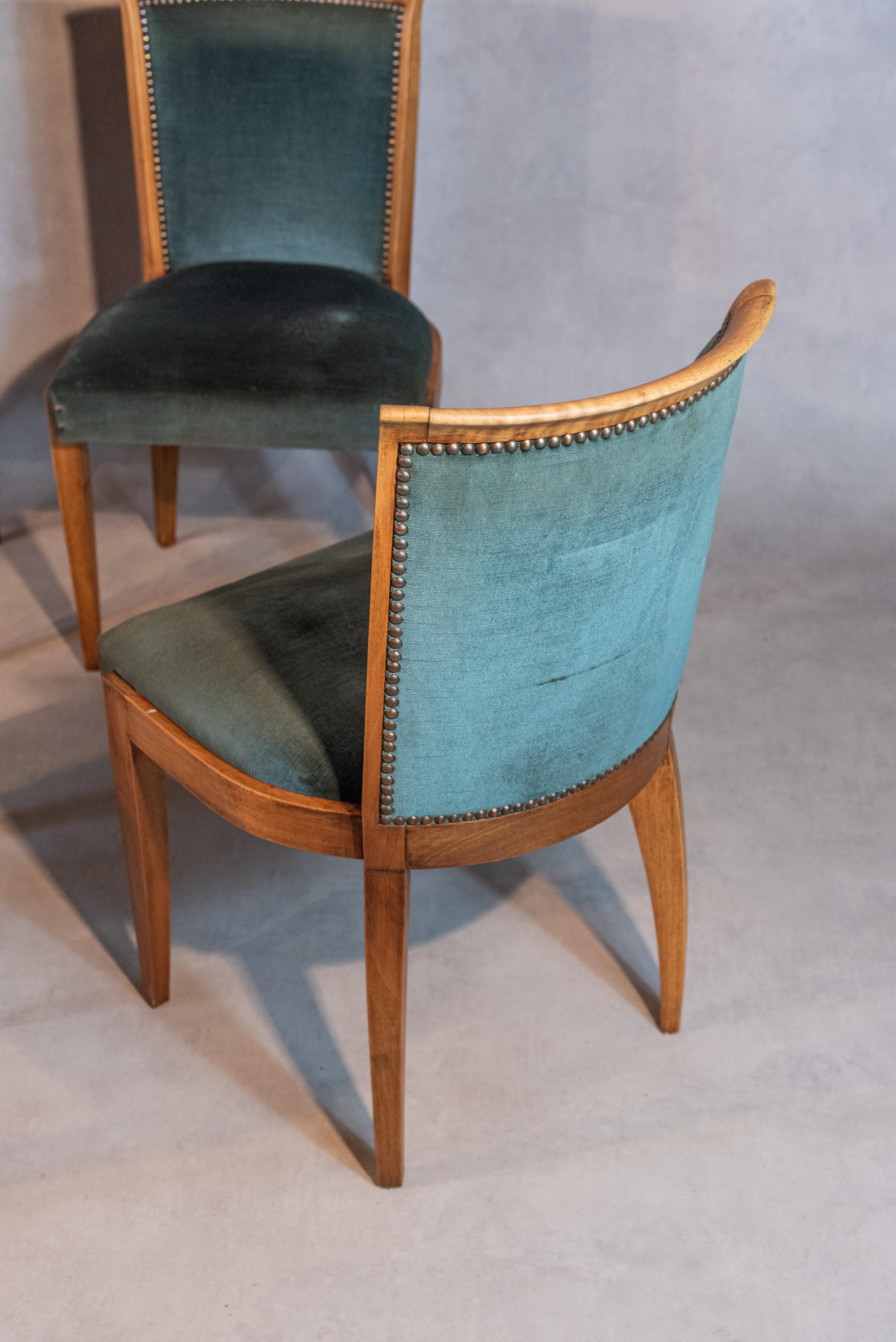 20th Century Set of 6 French Art Deco Chairs