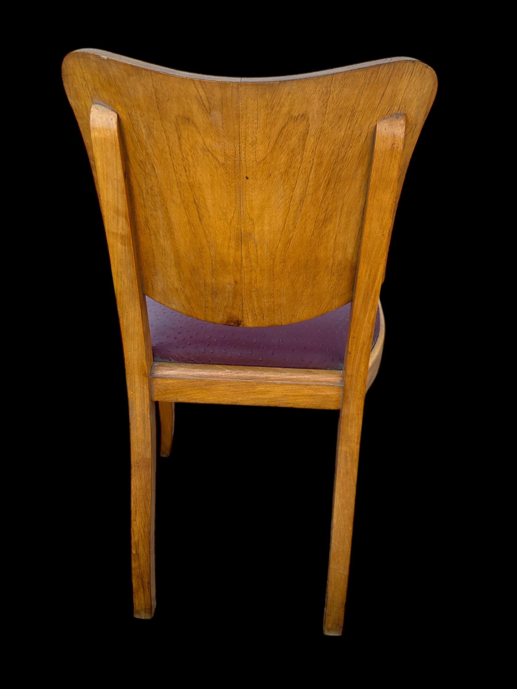 juego de 6 sillas art deco francesas en madera de burl en venta 1