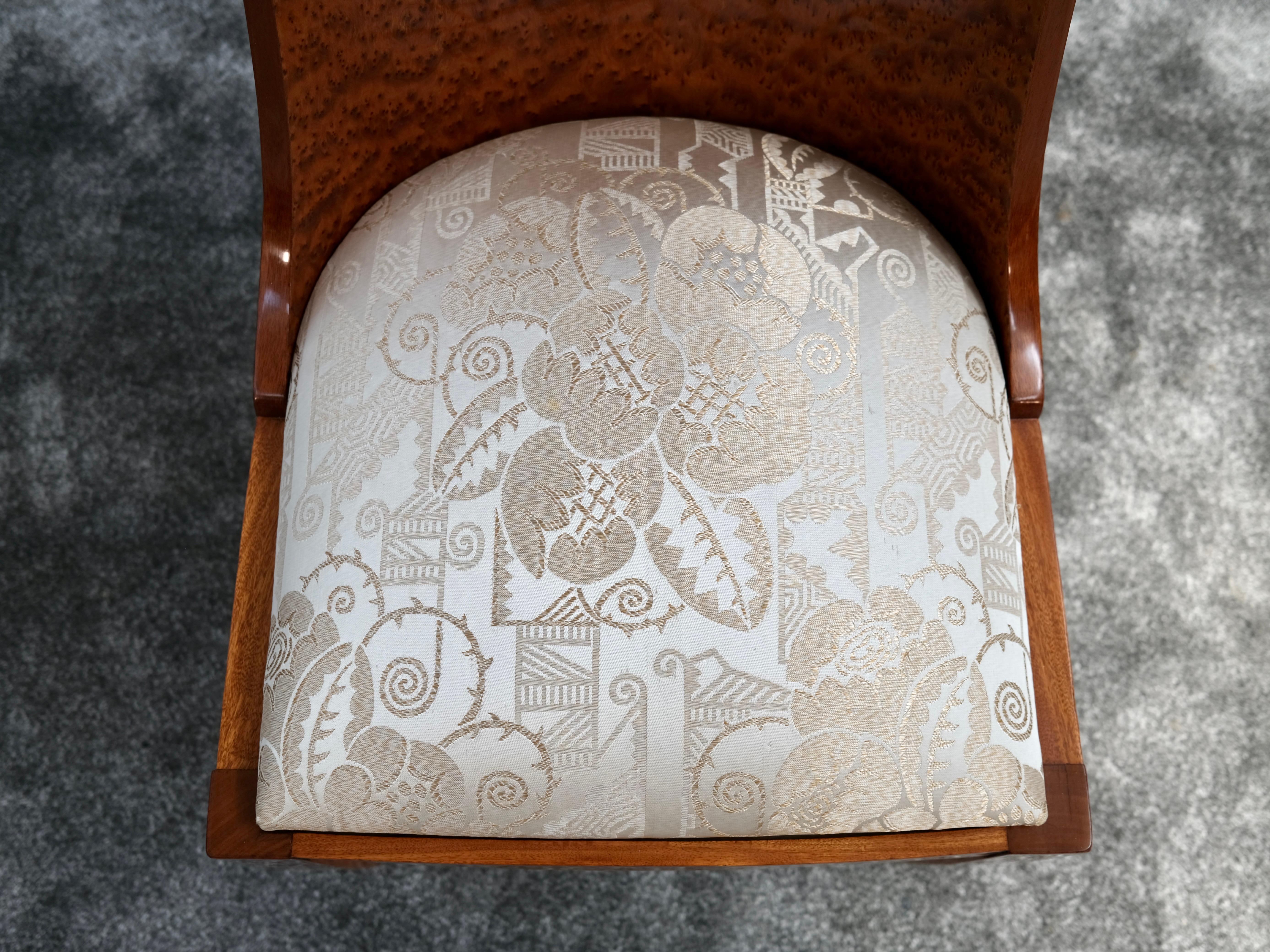 Set di 6 sedie francesi Art Déco in legno di Thuja e noce con seduta a motivi, anni '30 in vendita 3