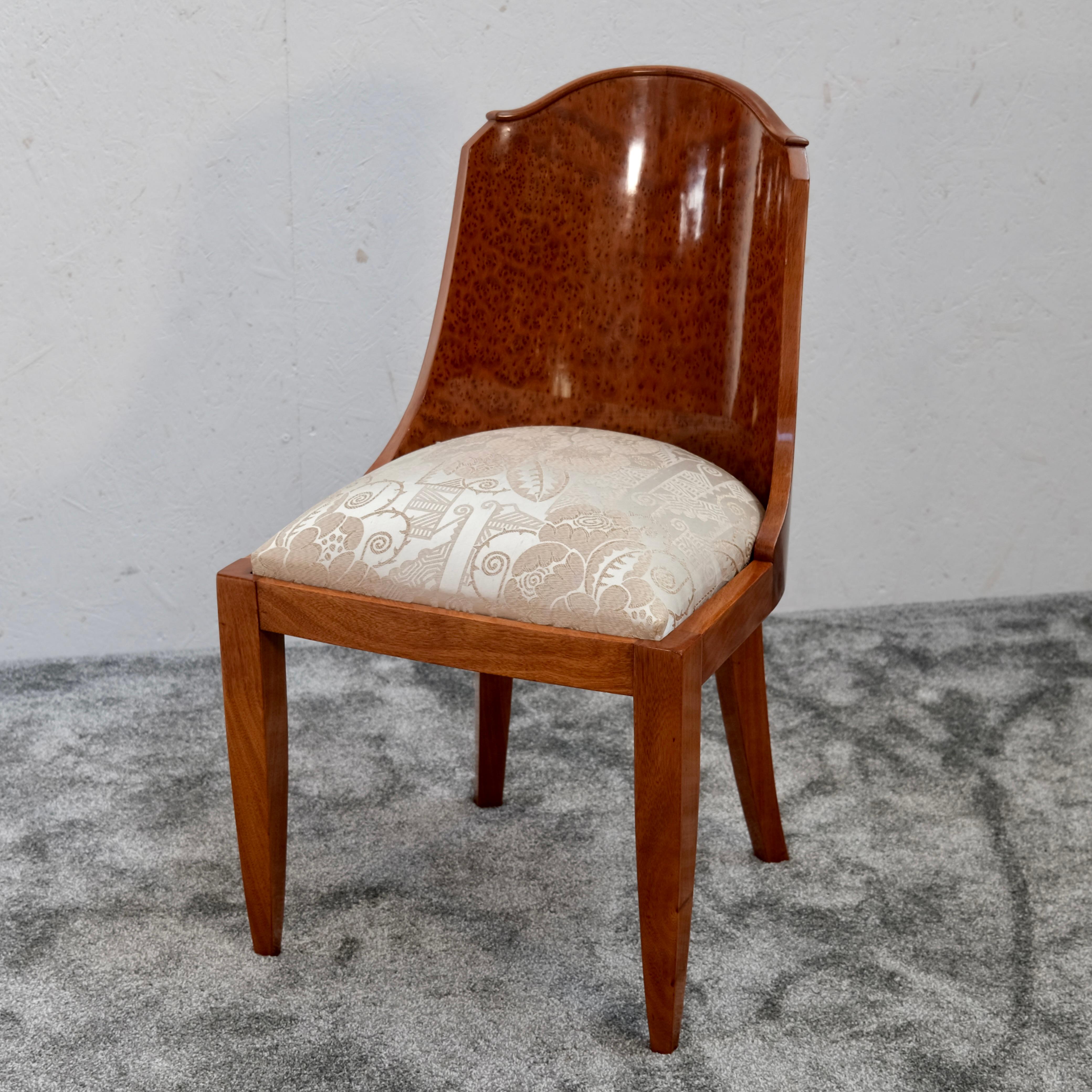 Set di 6 sedie francesi Art Déco in legno di Thuja e noce con seduta a motivi, anni '30 in vendita 5