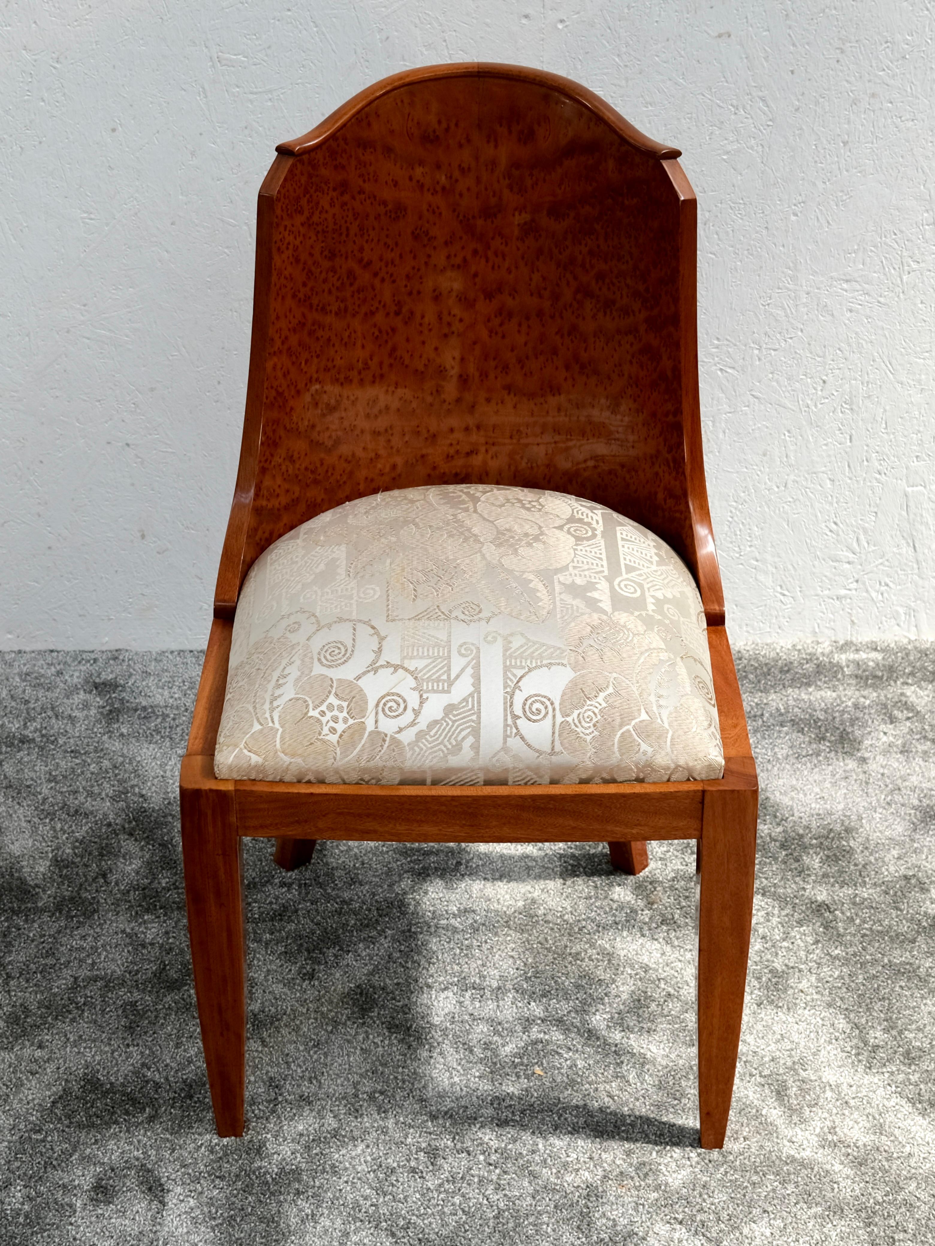 Set di 6 sedie francesi Art Déco in legno di Thuja e noce con seduta a motivi, anni '30 In condizioni buone in vendita a Ulm, DE