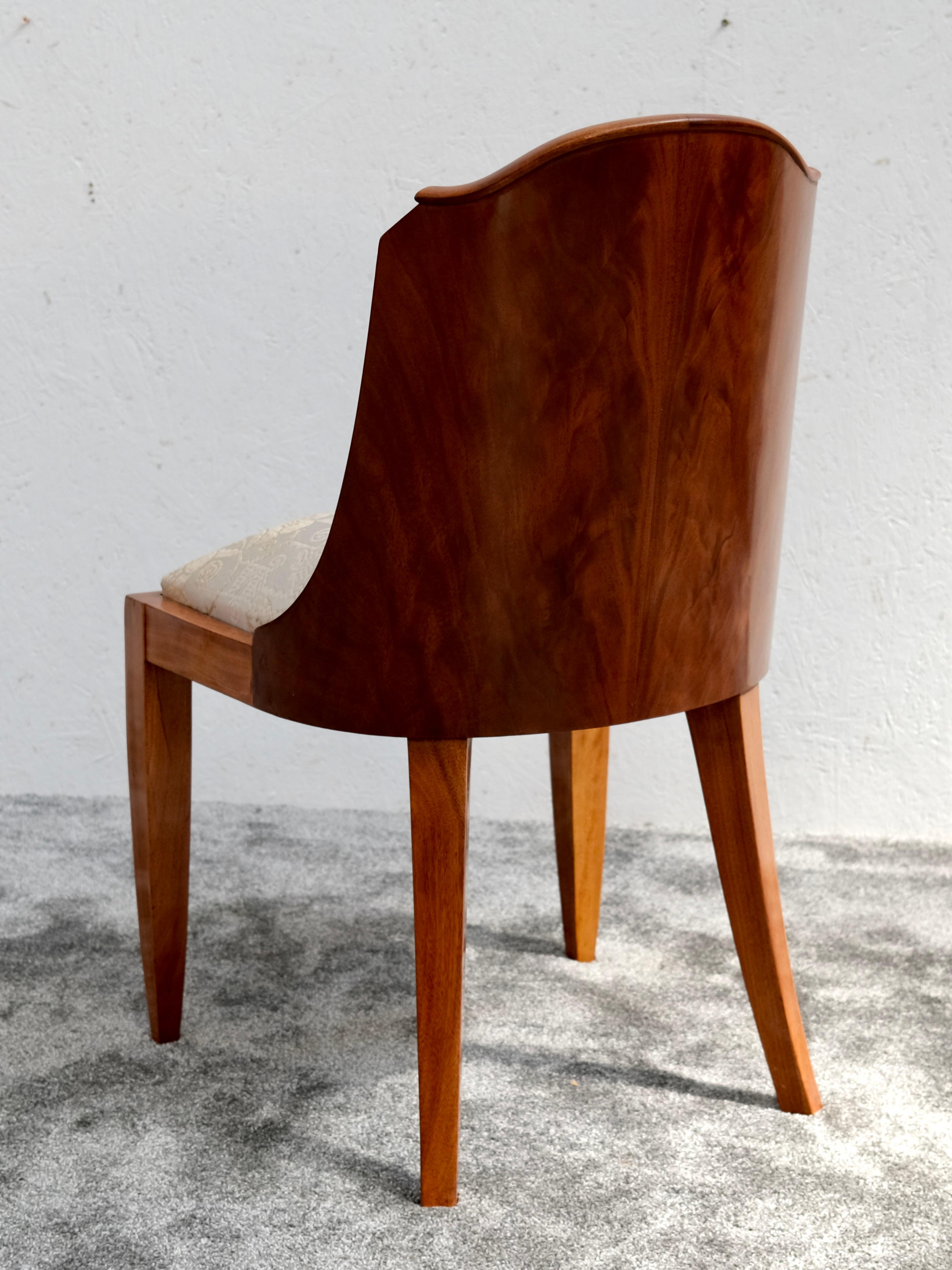 Set di 6 sedie francesi Art Déco in legno di Thuja e noce con seduta a motivi, anni '30 in vendita 1