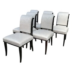 Set of 6 French Art Deco Chairs, Walnut, High Gloss, circa 1930, Fully Restored