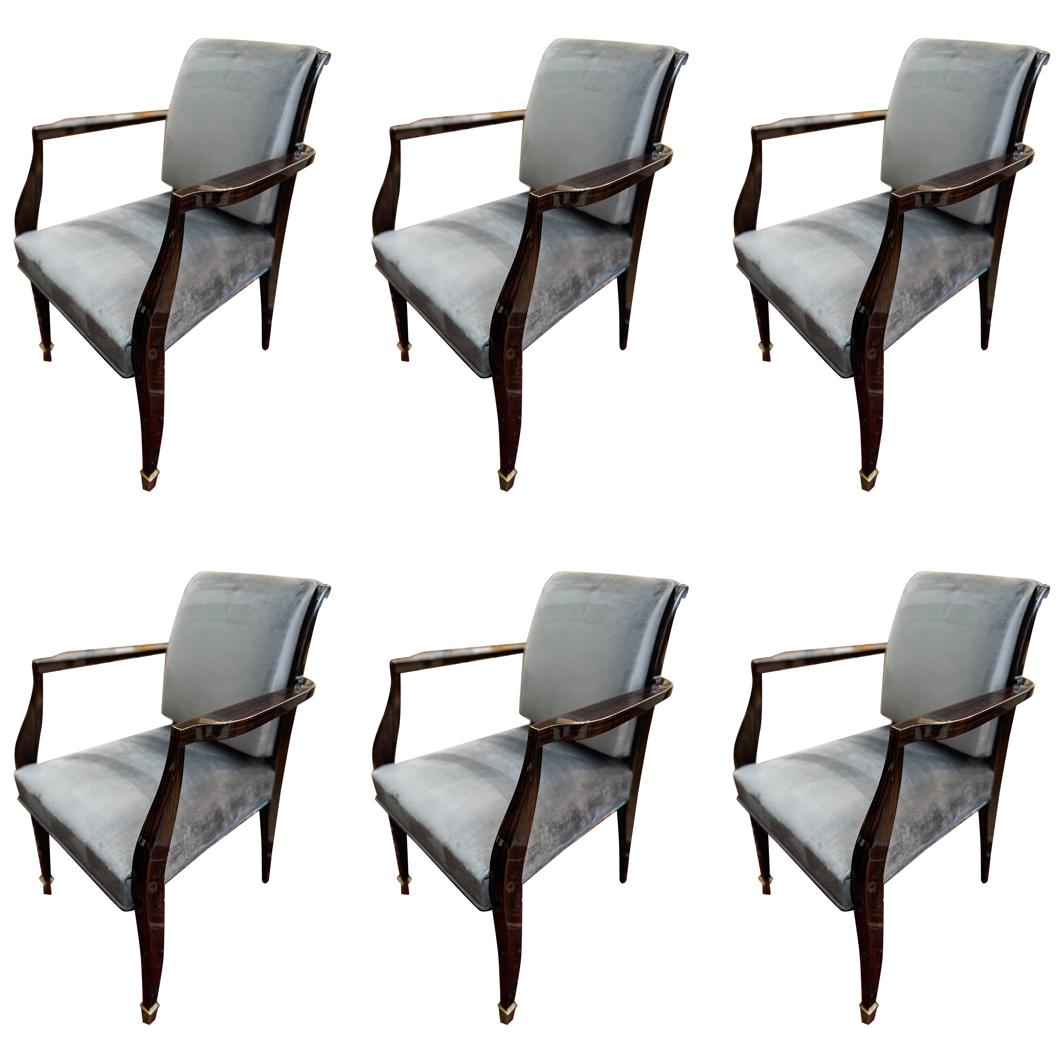 Satz von 6 französischen Art-déco-Esszimmerstühlen im Angebot