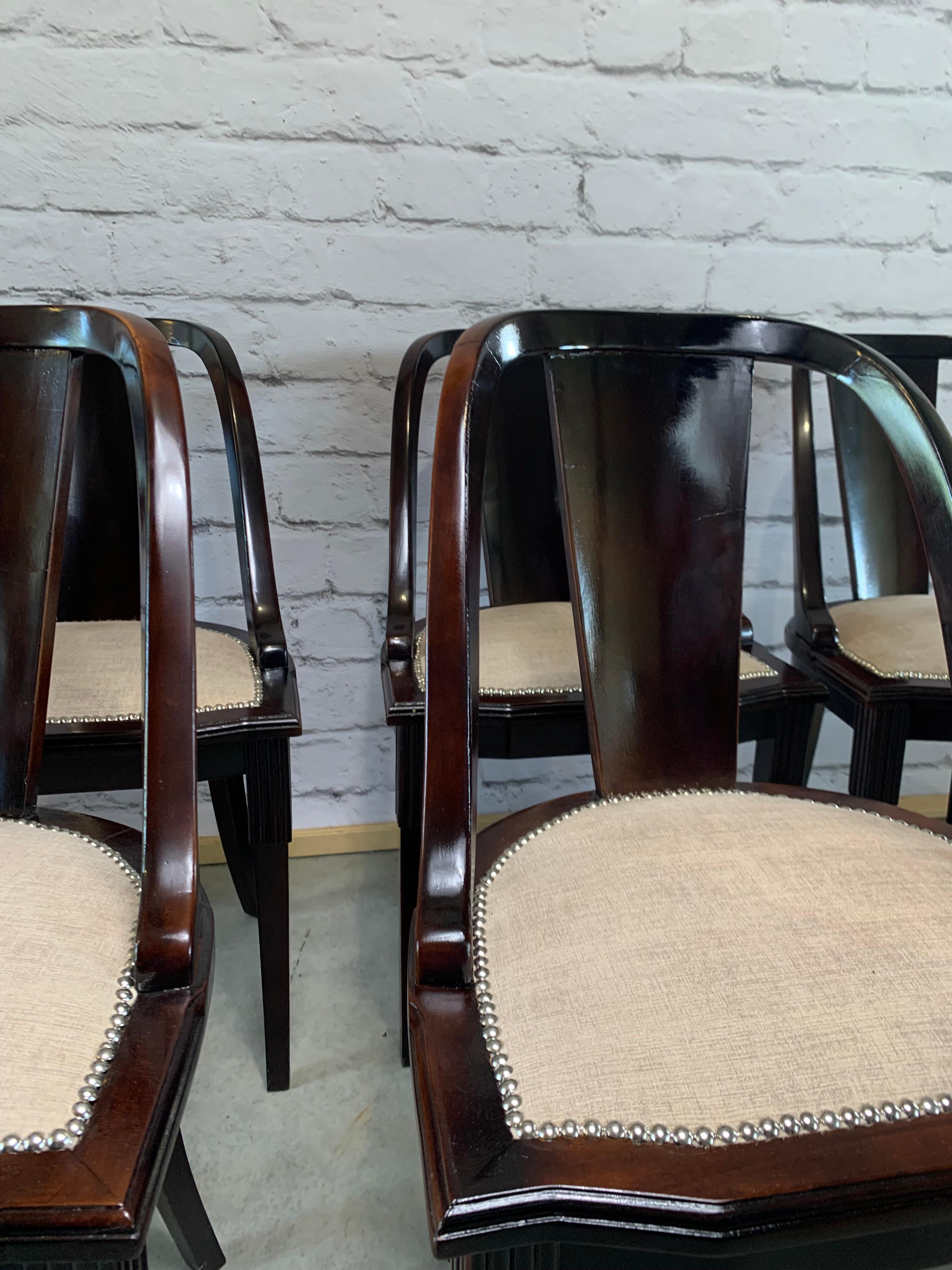 Set of 6 French Art Deco “Gondola” Dining Chairs, 1930s 5