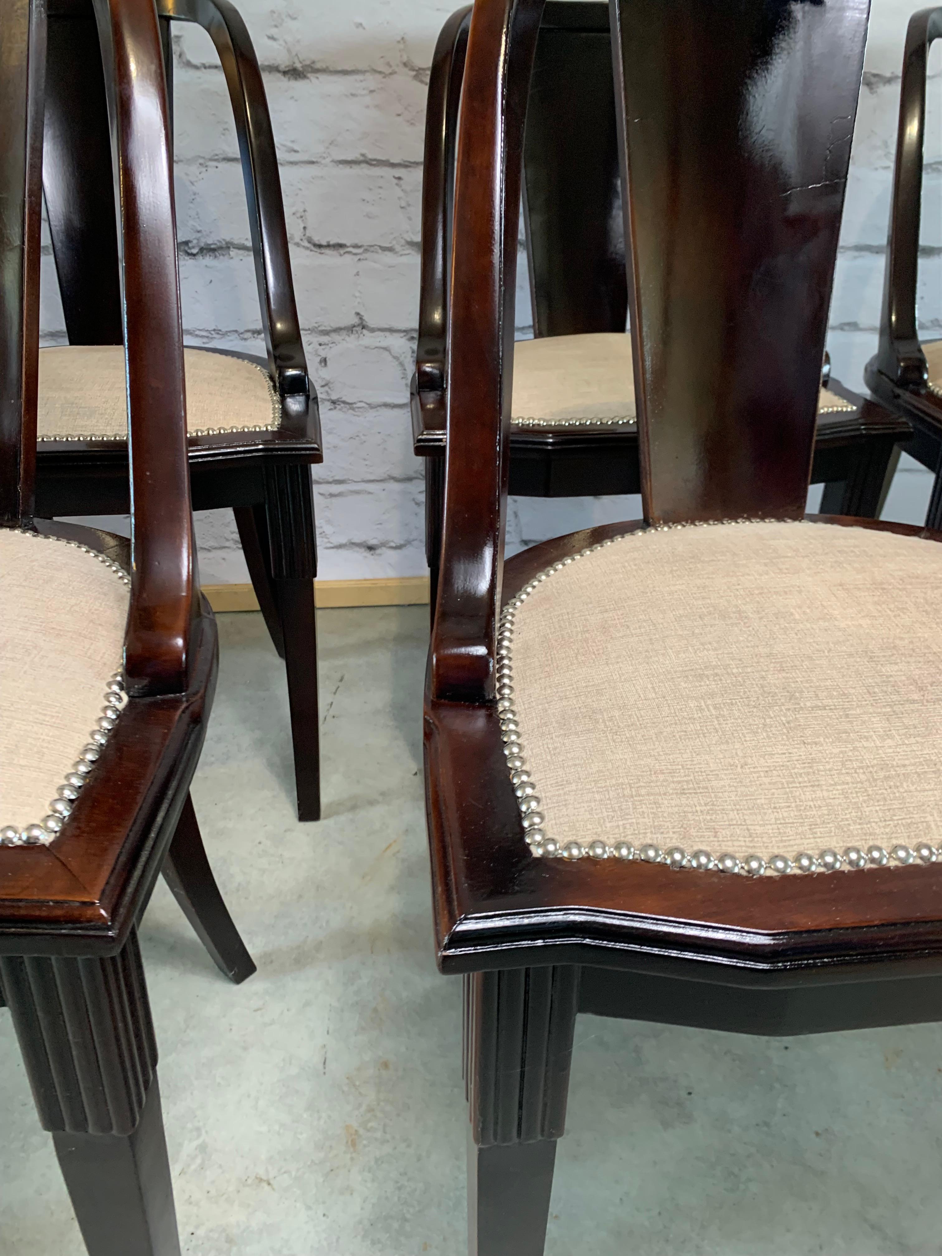 19th Century Set of 6 French Art Deco “Gondola” Dining Chairs 1930s