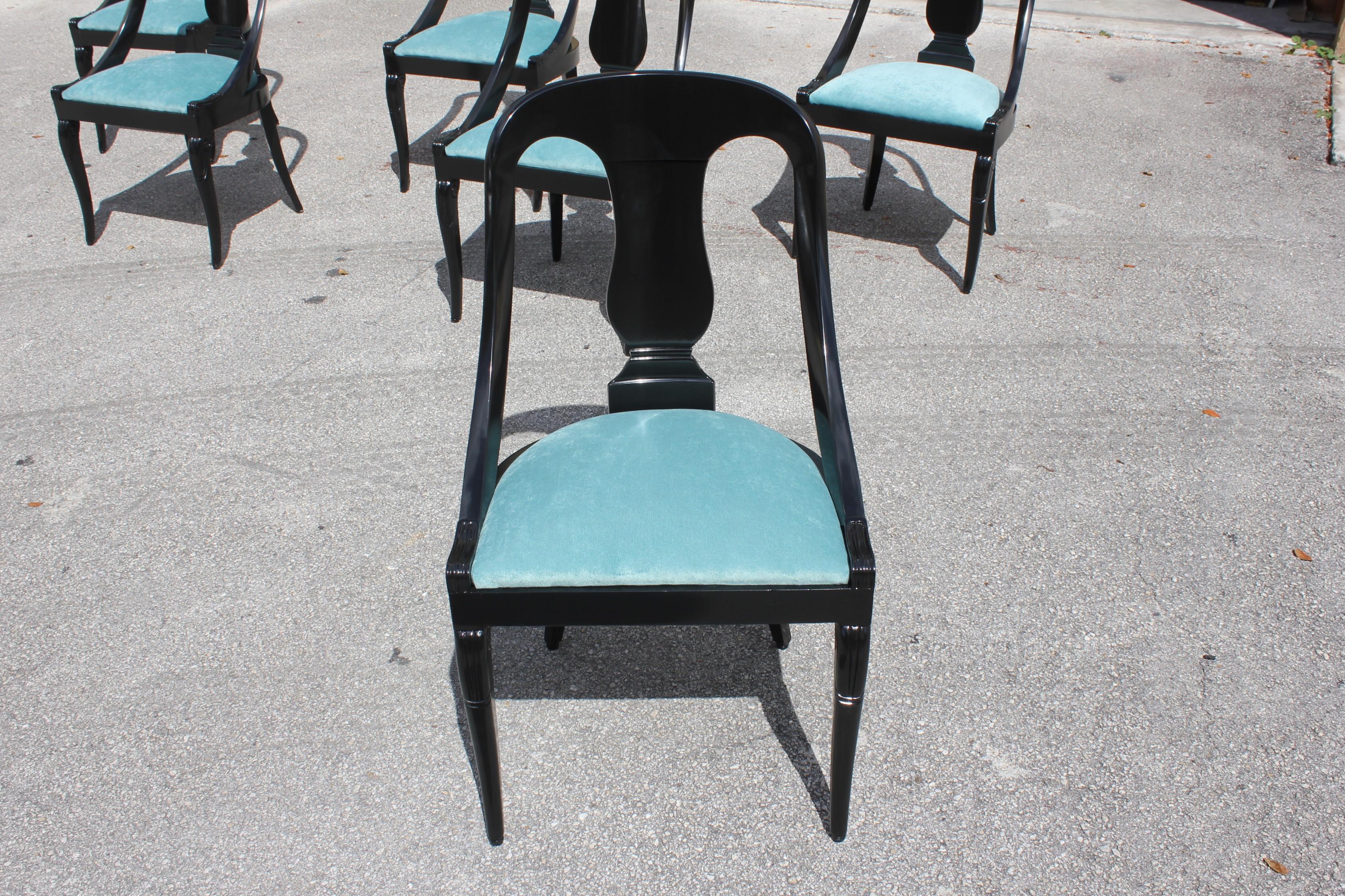 Set of 6 French Art Deco “Gondola” Dining Chairs, 1940s 6
