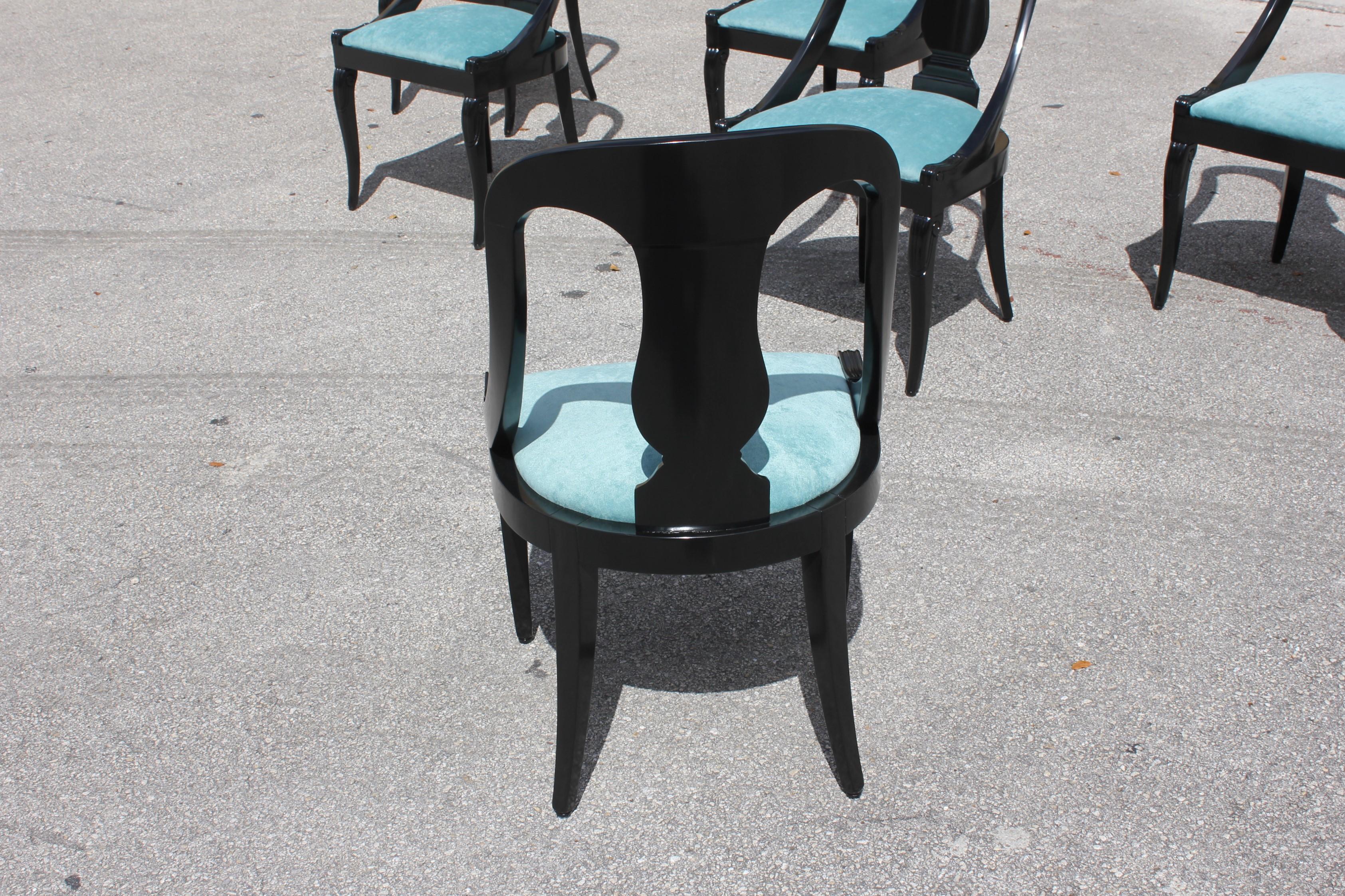 Set of 6 French Art Deco “Gondola” Dining Chairs, 1940s 8