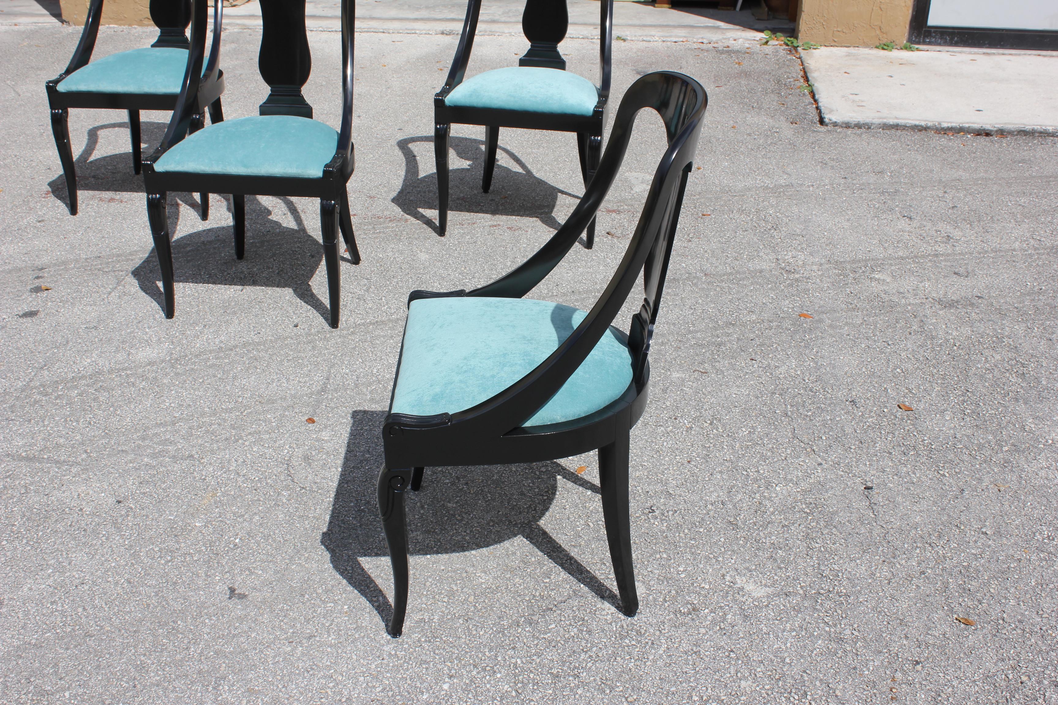 Set of 6 French Art Deco “Gondola” Dining Chairs, 1940s 9