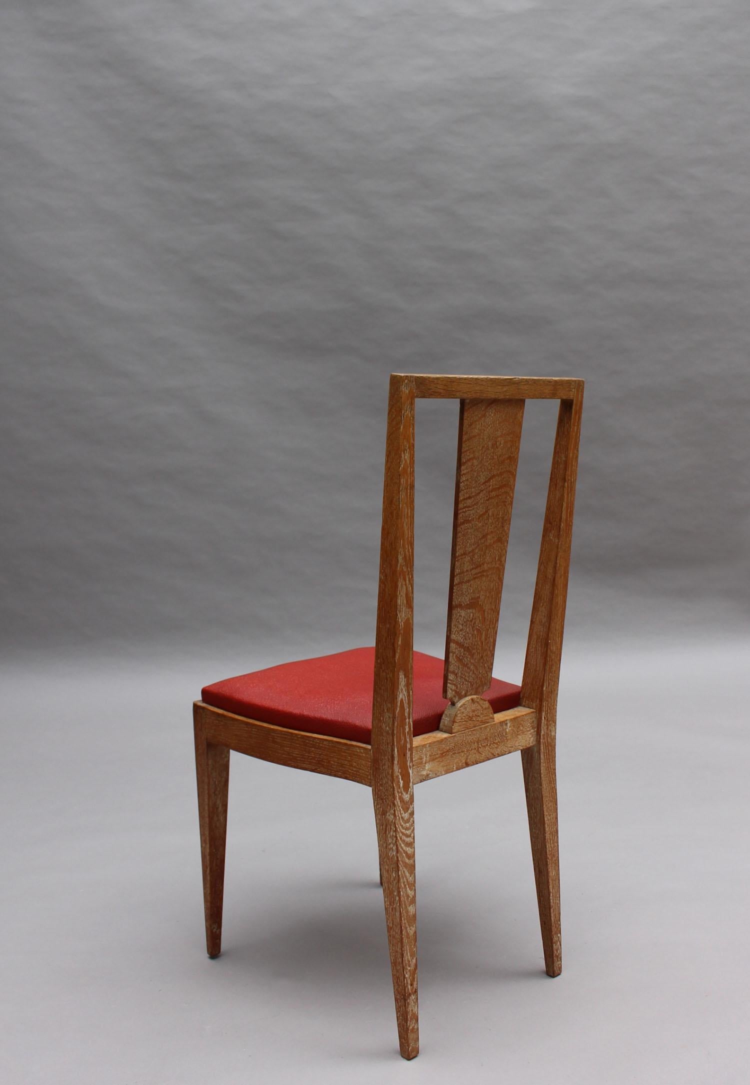 Satz von 6 französischen Art-Déco-Esszimmerstühlen aus Limonenholz im Angebot 2
