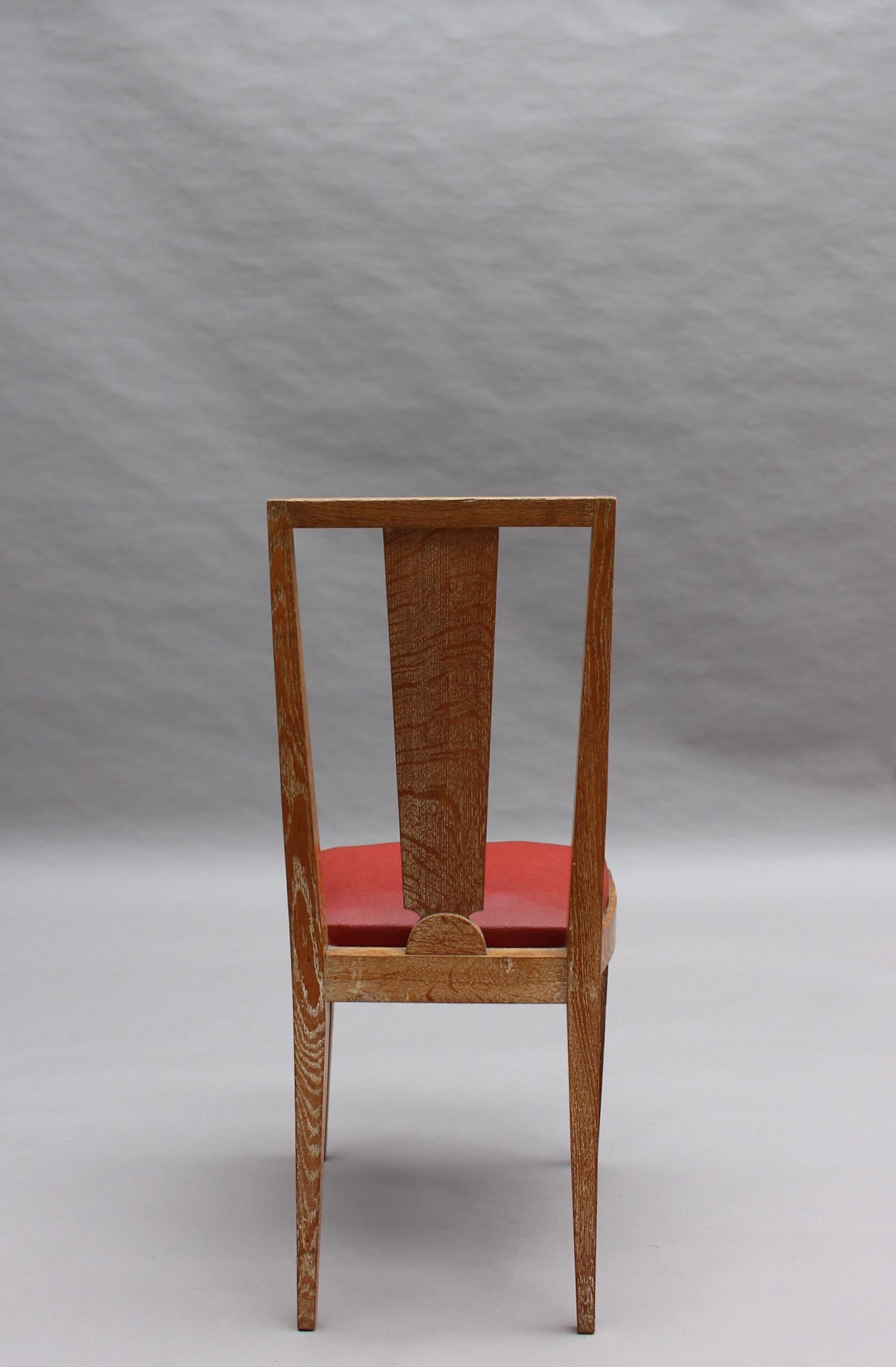 Satz von 6 französischen Art-Déco-Esszimmerstühlen aus Limonenholz im Angebot 3