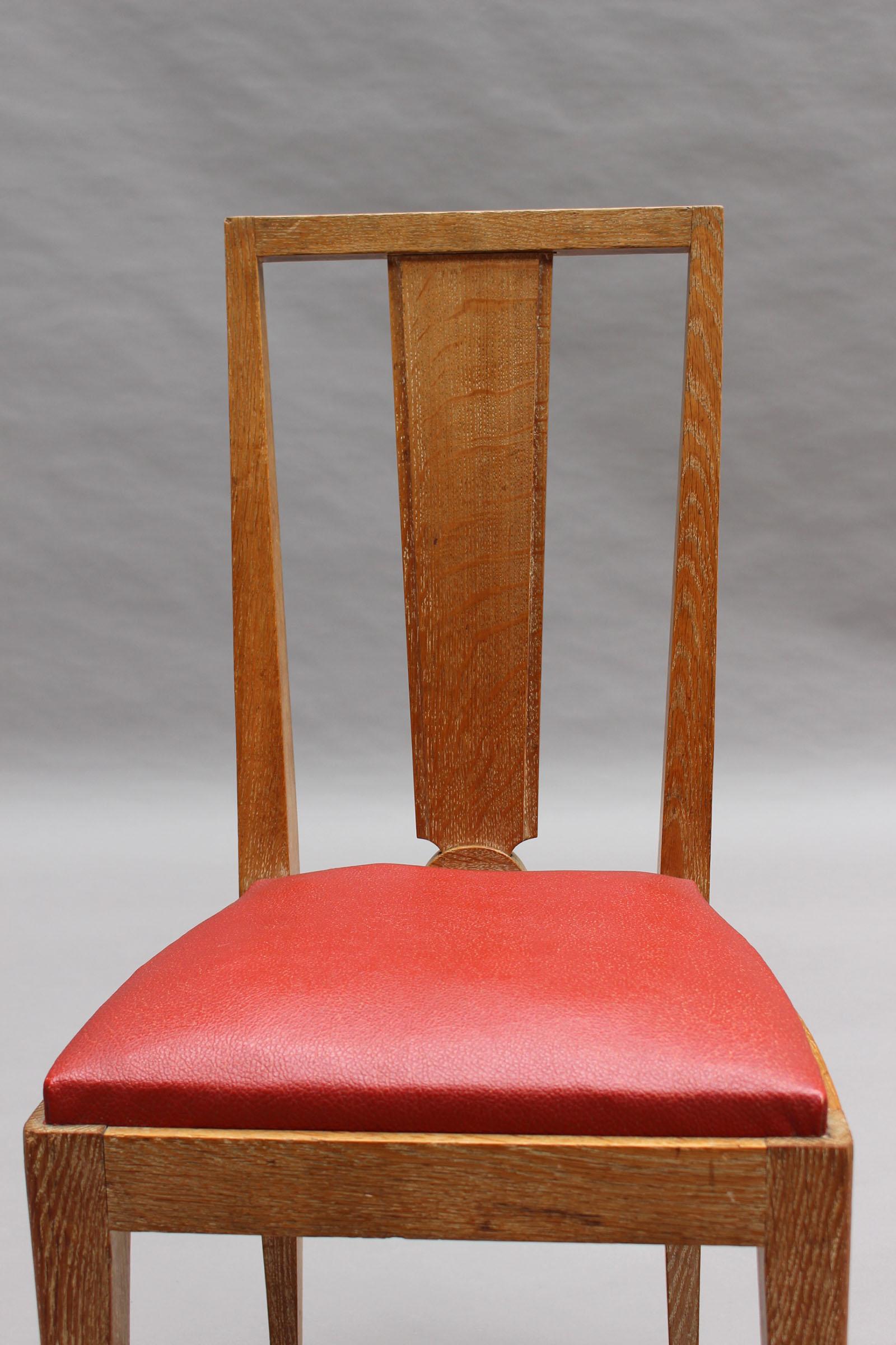 Satz von 6 französischen Art-Déco-Esszimmerstühlen aus Limonenholz im Angebot 11