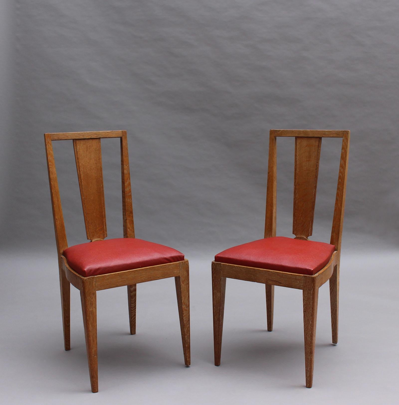 Satz von 6 französischen Art-Déco-Esszimmerstühlen aus Limonenholz (Art déco) im Angebot