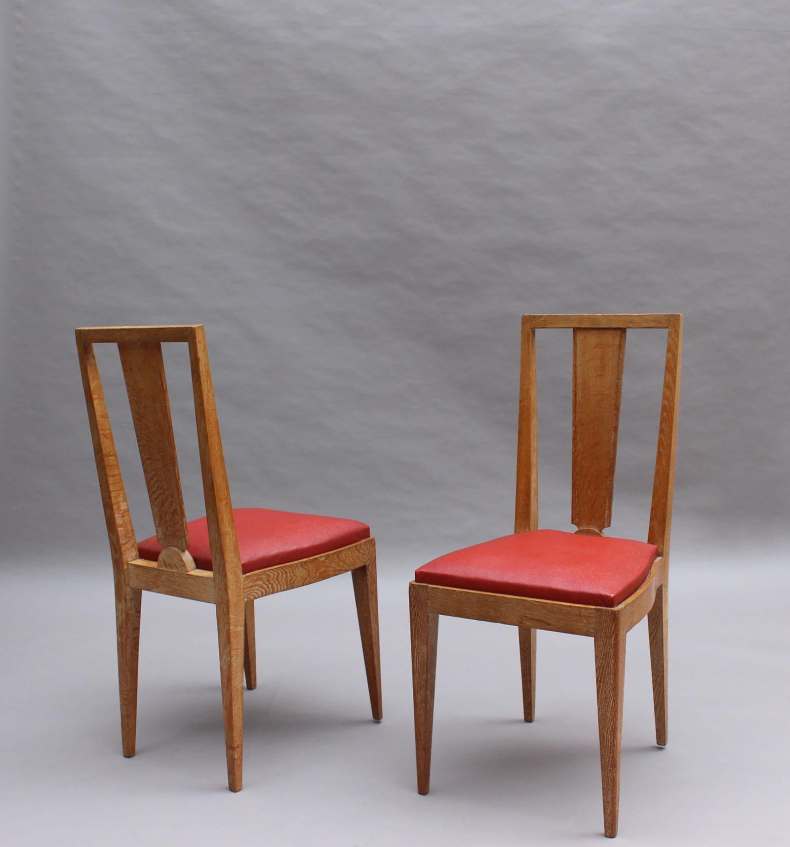 Satz von 6 französischen Art-Déco-Esszimmerstühlen aus Limonenholz (Französisch) im Angebot