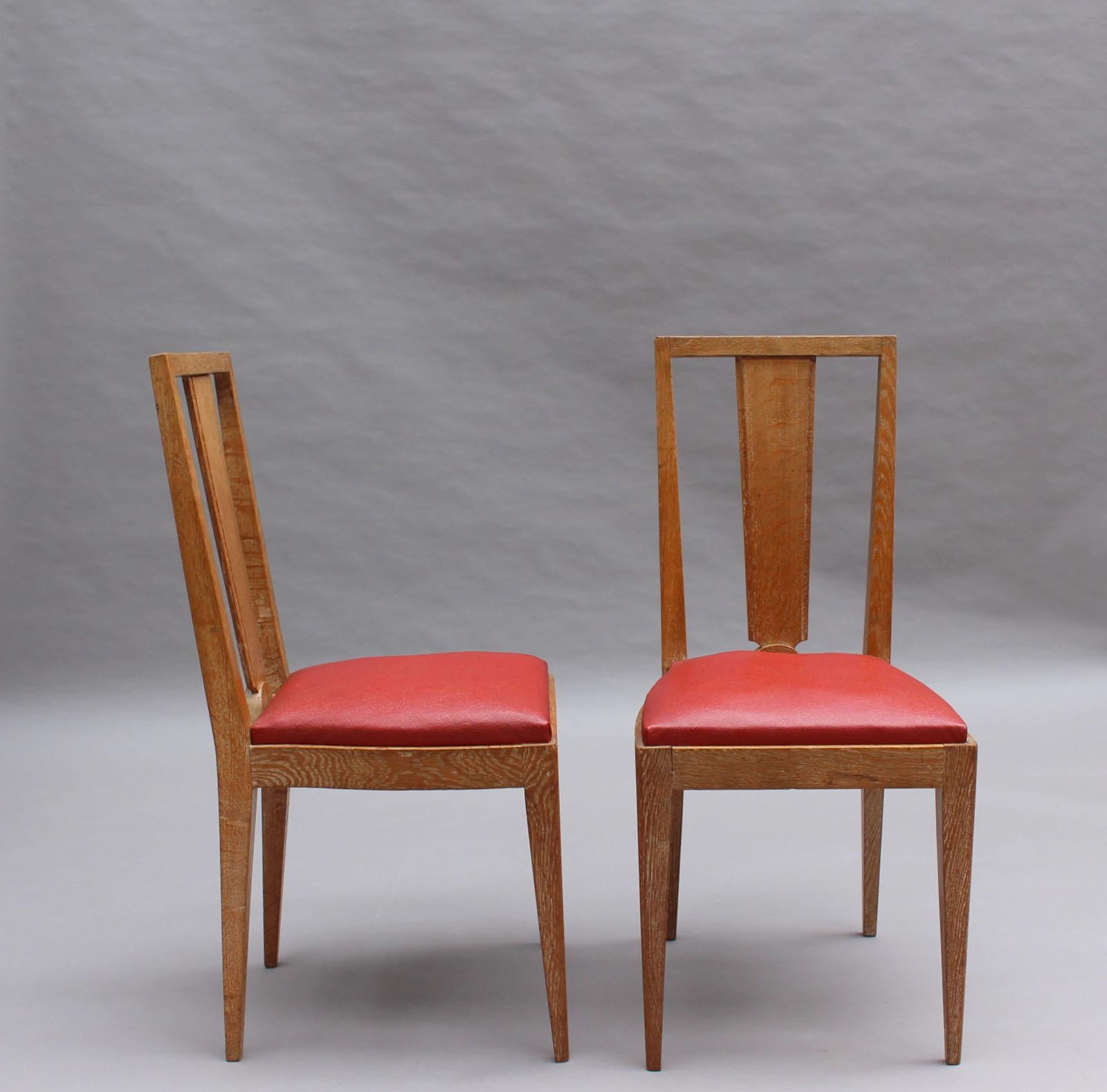 Satz von 6 französischen Art-Déco-Esszimmerstühlen aus Limonenholz im Zustand „Gut“ im Angebot in Long Island City, NY