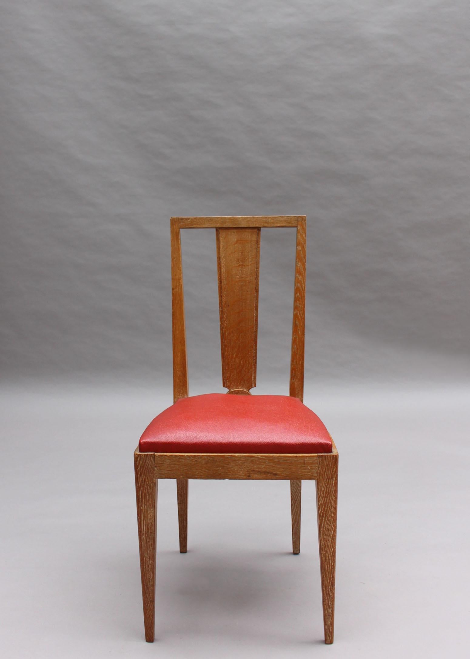 Satz von 6 französischen Art-Déco-Esszimmerstühlen aus Limonenholz (Mitte des 20. Jahrhunderts) im Angebot