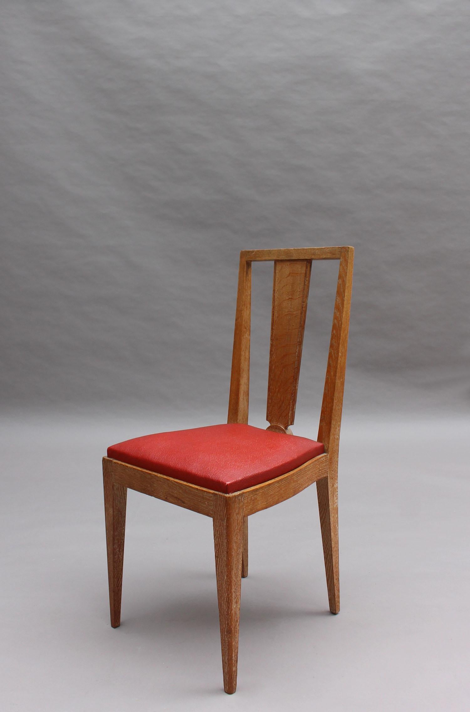 Satz von 6 französischen Art-Déco-Esszimmerstühlen aus Limonenholz (Eichenholz) im Angebot