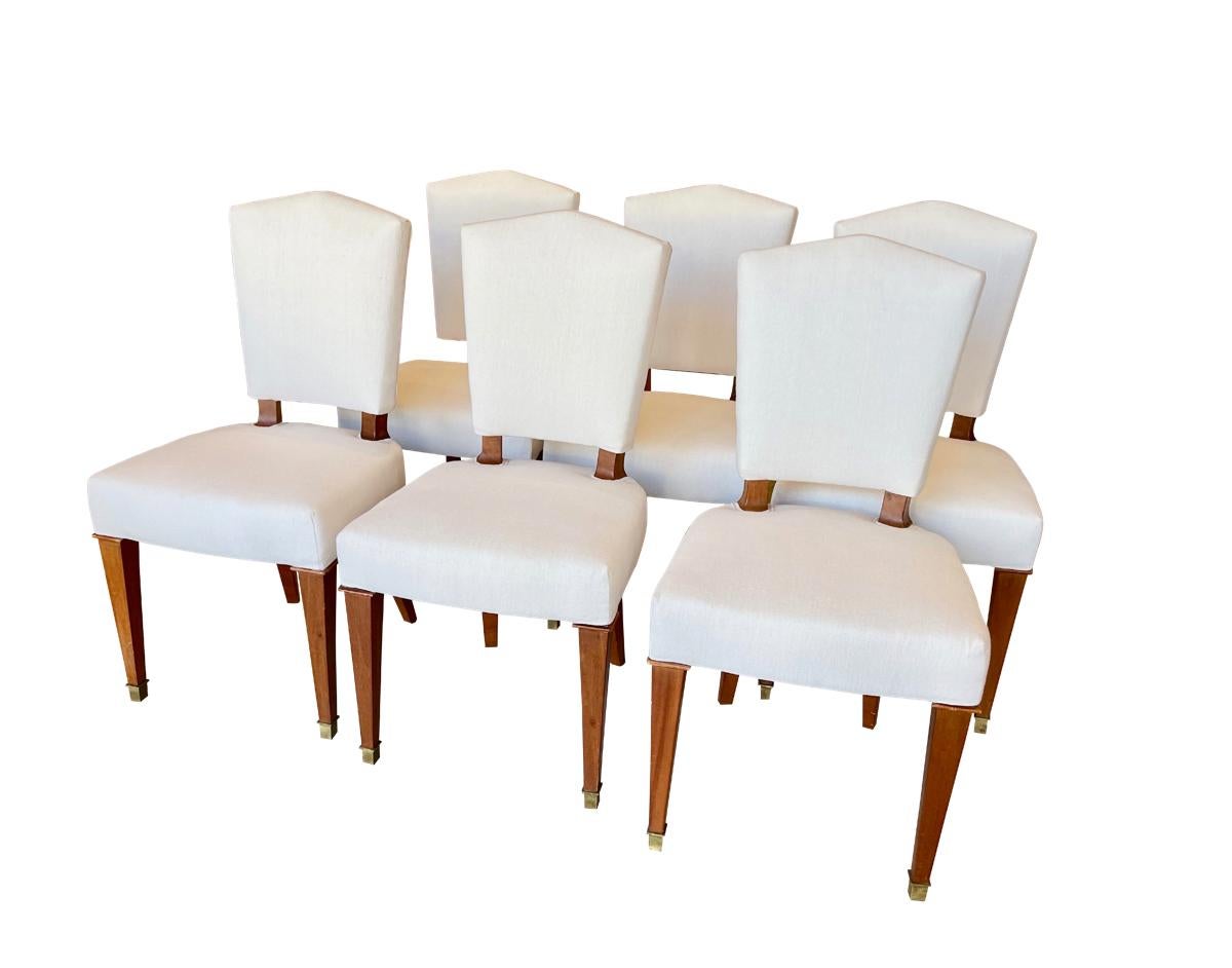 Set of 6 French Art Deco Mahogany Side Chairs In Good Condition In Doylestown, PA