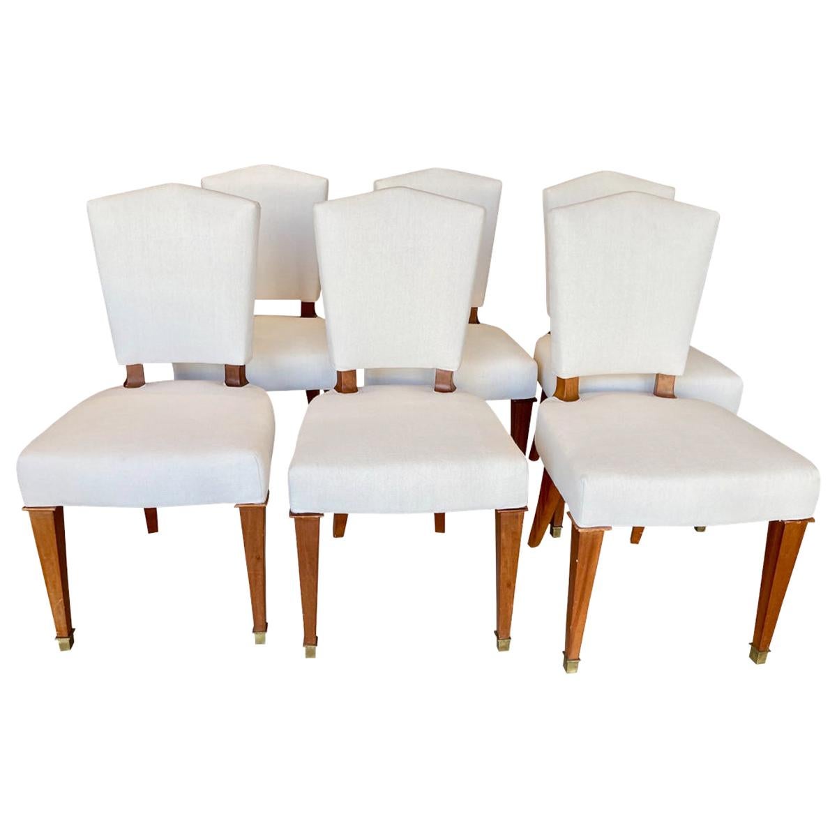 Set of 6 French Art Deco Mahogany Side Chairs