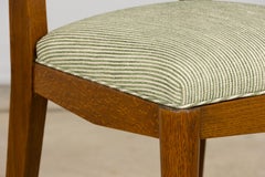 Satz von sechs französischen Art-Deco-Esszimmerstühlen, Eiche & Chenille, 1930er Jahre