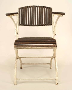 Set of 6 French Art Deco Iron Folding Chairs