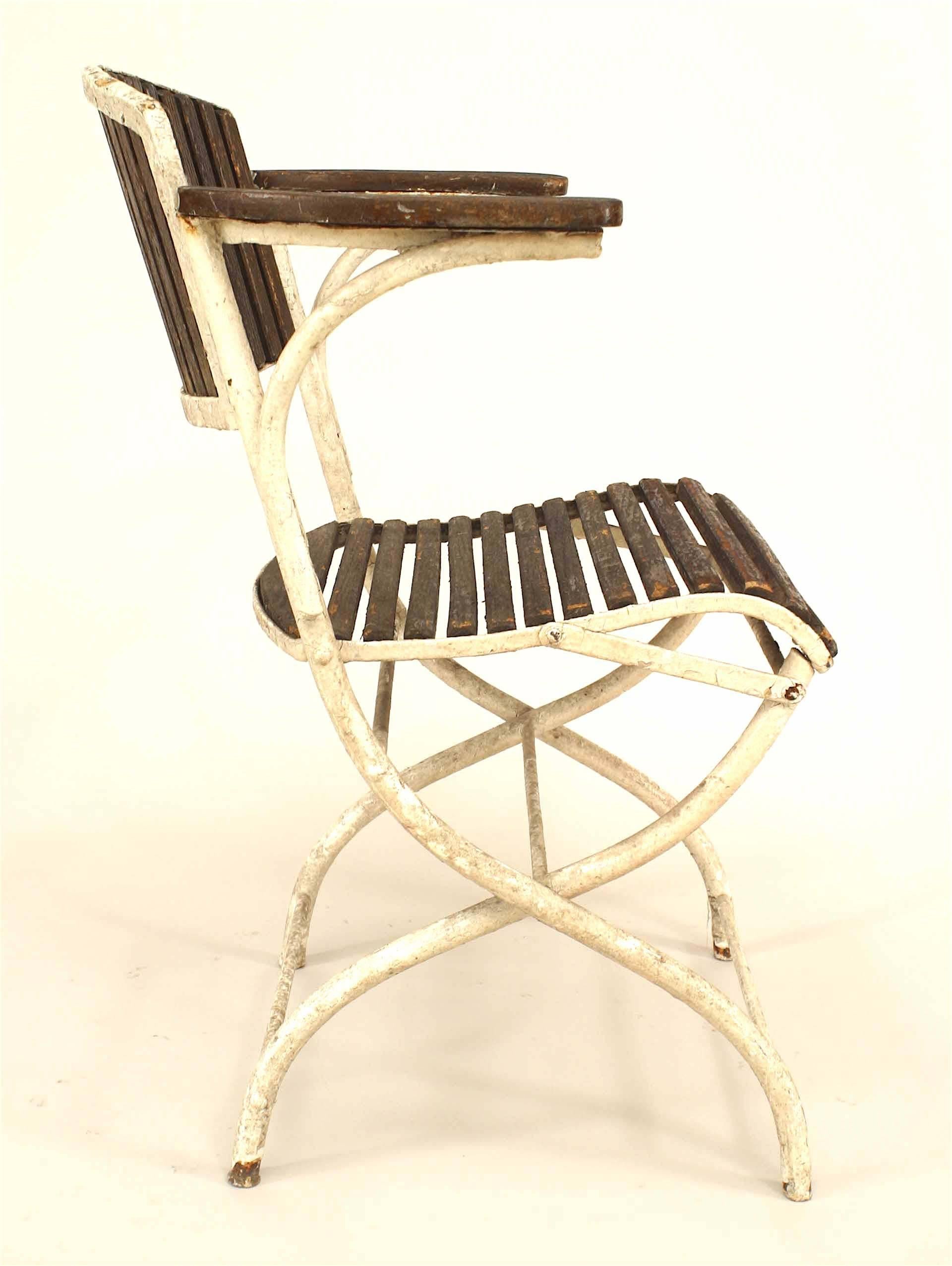 Set of 6 French Art Deco Iron Folding Chairs In Good Condition For Sale In New York, NY