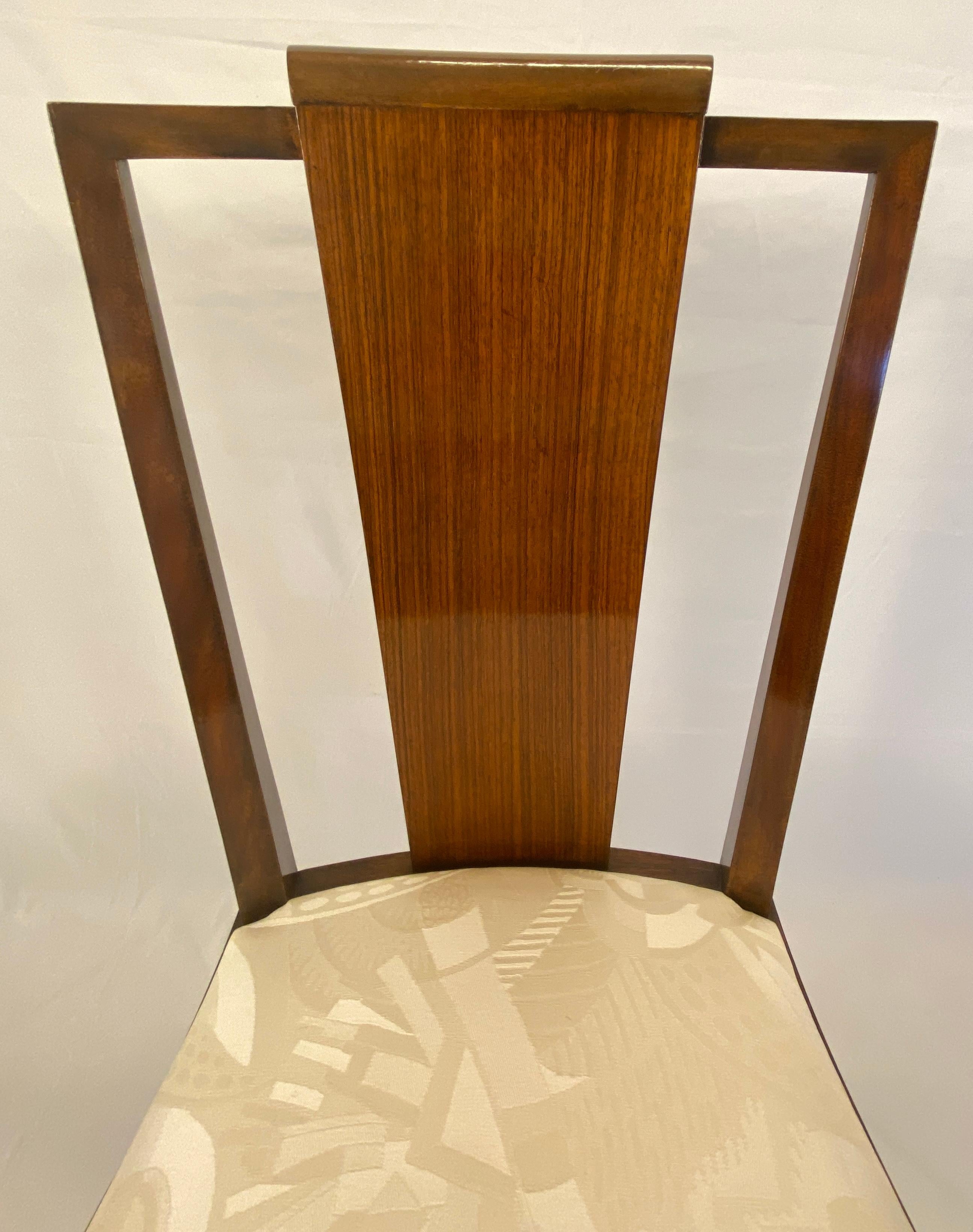 Ensemble de 6 chaises de salle à manger Art déco françaises de style Jules Leleu Bon état - En vente à Miami, FL
