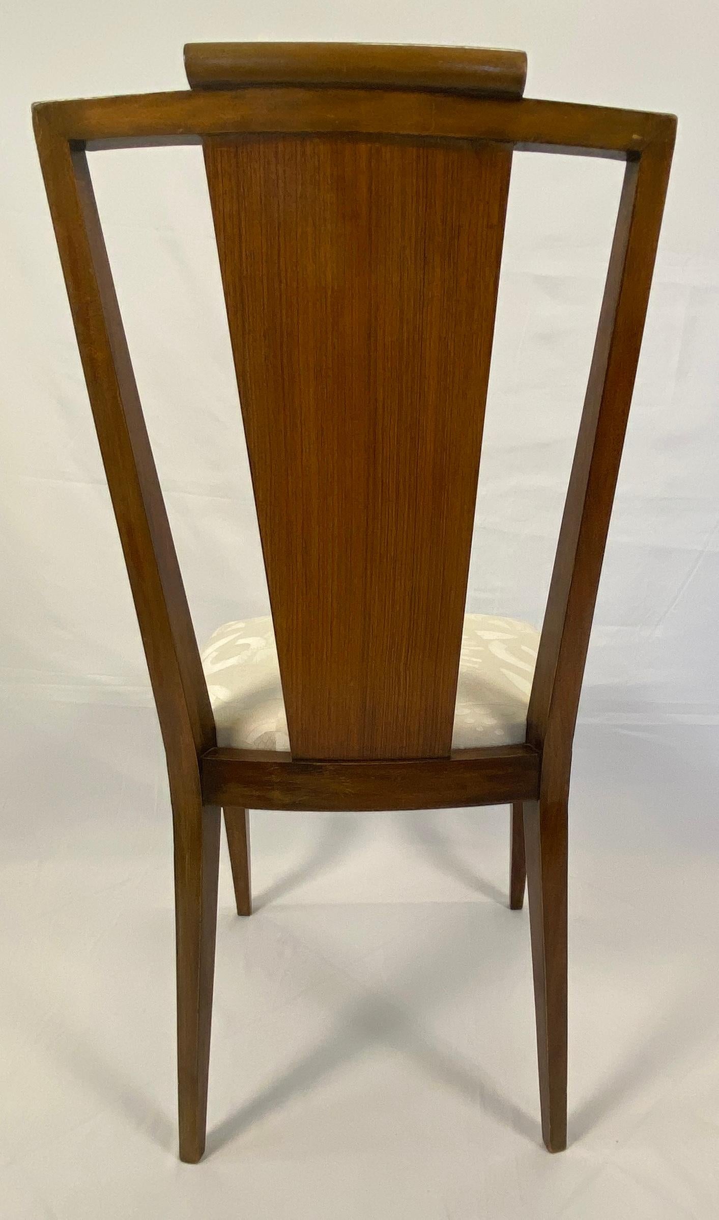 Tissu Ensemble de 6 chaises de salle à manger Art déco françaises de style Jules Leleu en vente
