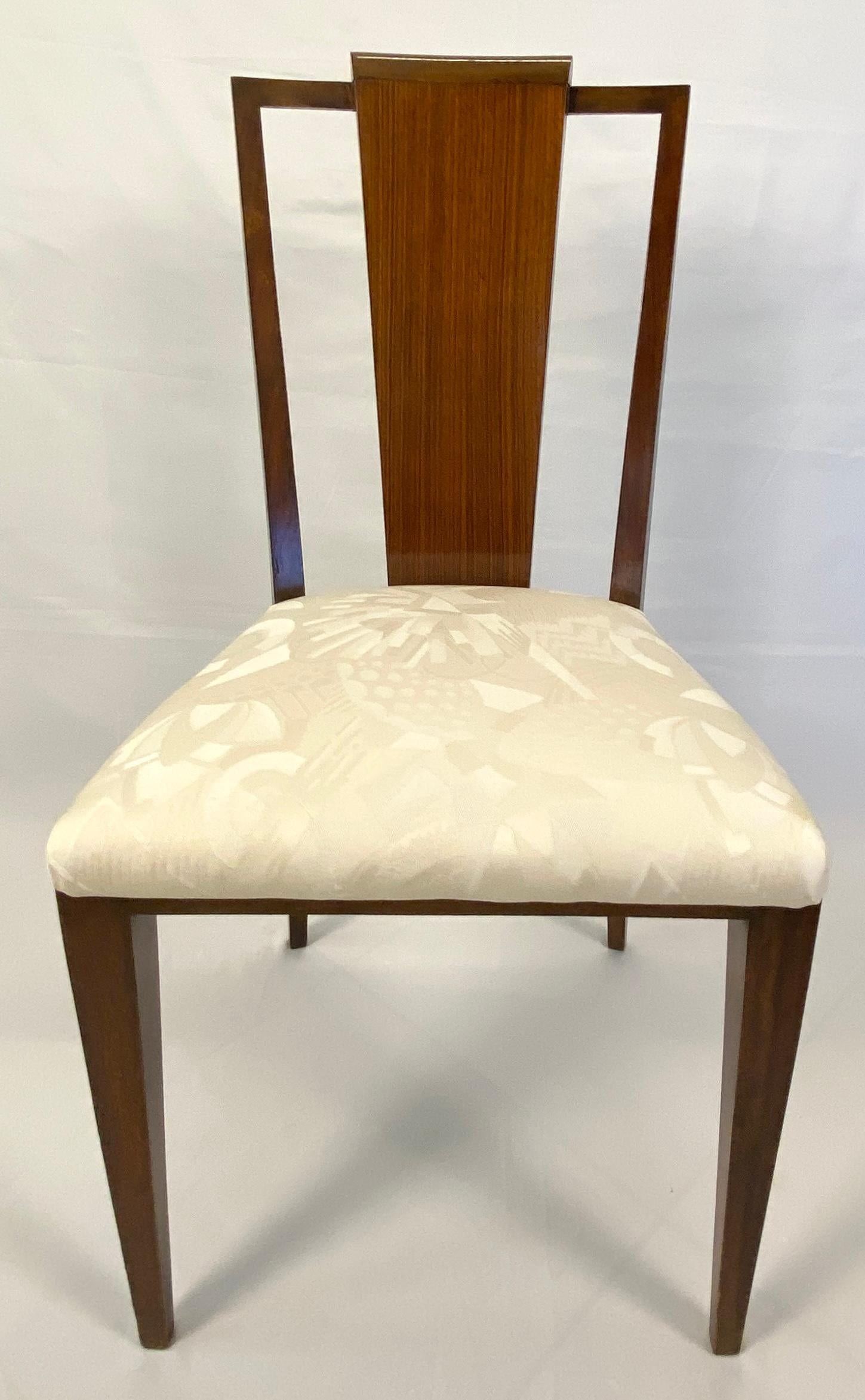 Ensemble de 6 chaises de salle à manger Art déco françaises de style Jules Leleu en vente 1