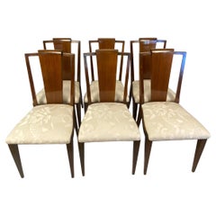 Antique Set of 6 French Art Deco Dining Chairs Jules Leleu Style