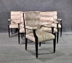 Set of 6 French Art Deco Style Walnut Dining Chairs