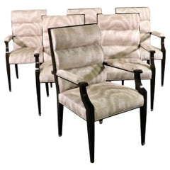 Set of 6 French Art Deco Style Walnut Dining Chairs