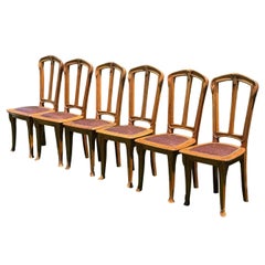 Set of 6 French Art Nouveau carved dining chairs, late 19th century