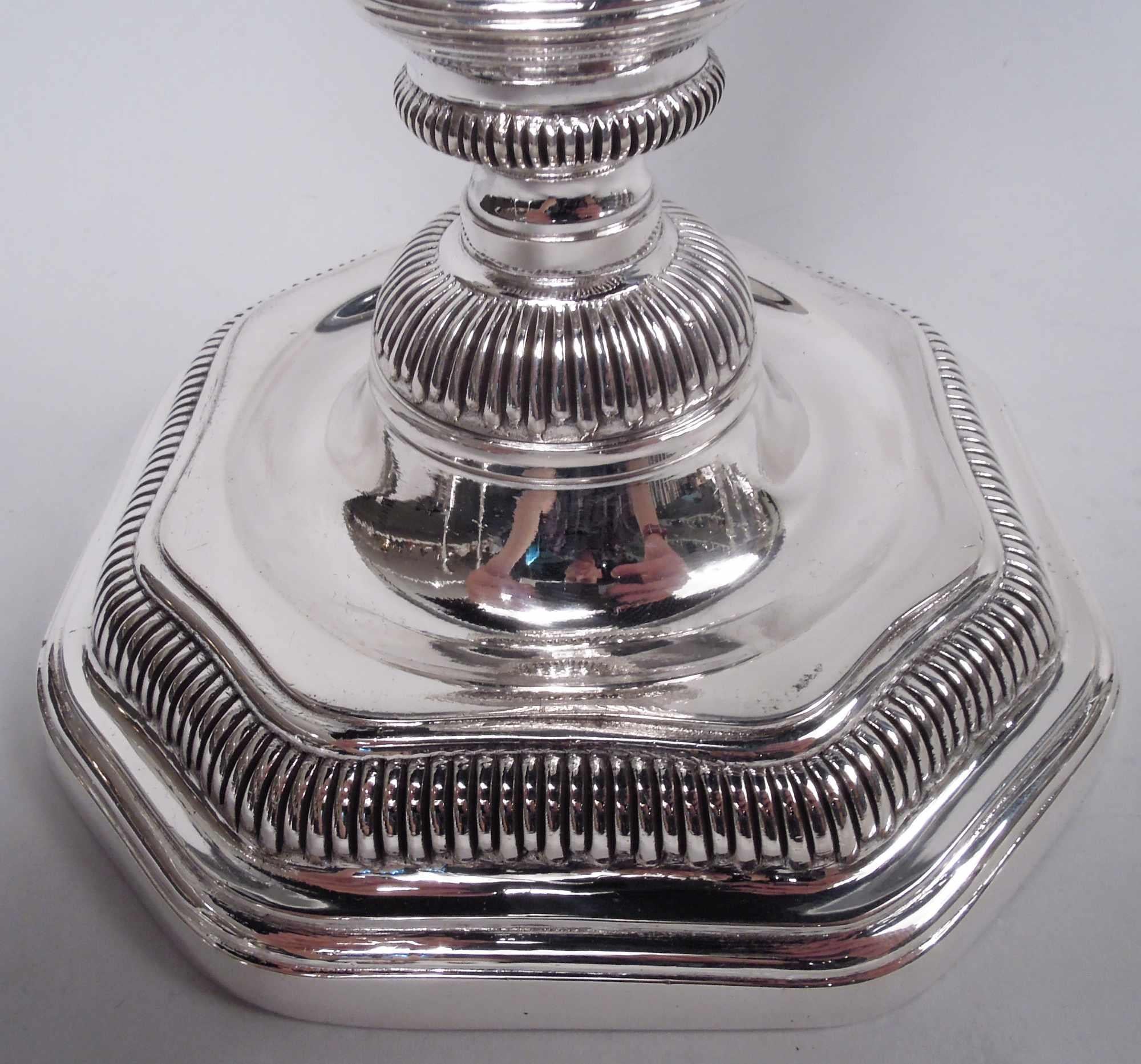 Set of 6 French Belle Epoque Louis Seize Classical Silver Candlesticks For Sale 1