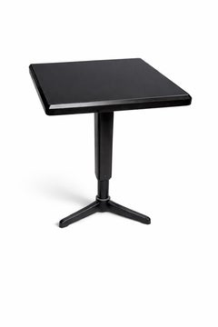 Set of 6 French Bistro Pedestal Table, Walnut, Deep Black Lacquer, 20th Century